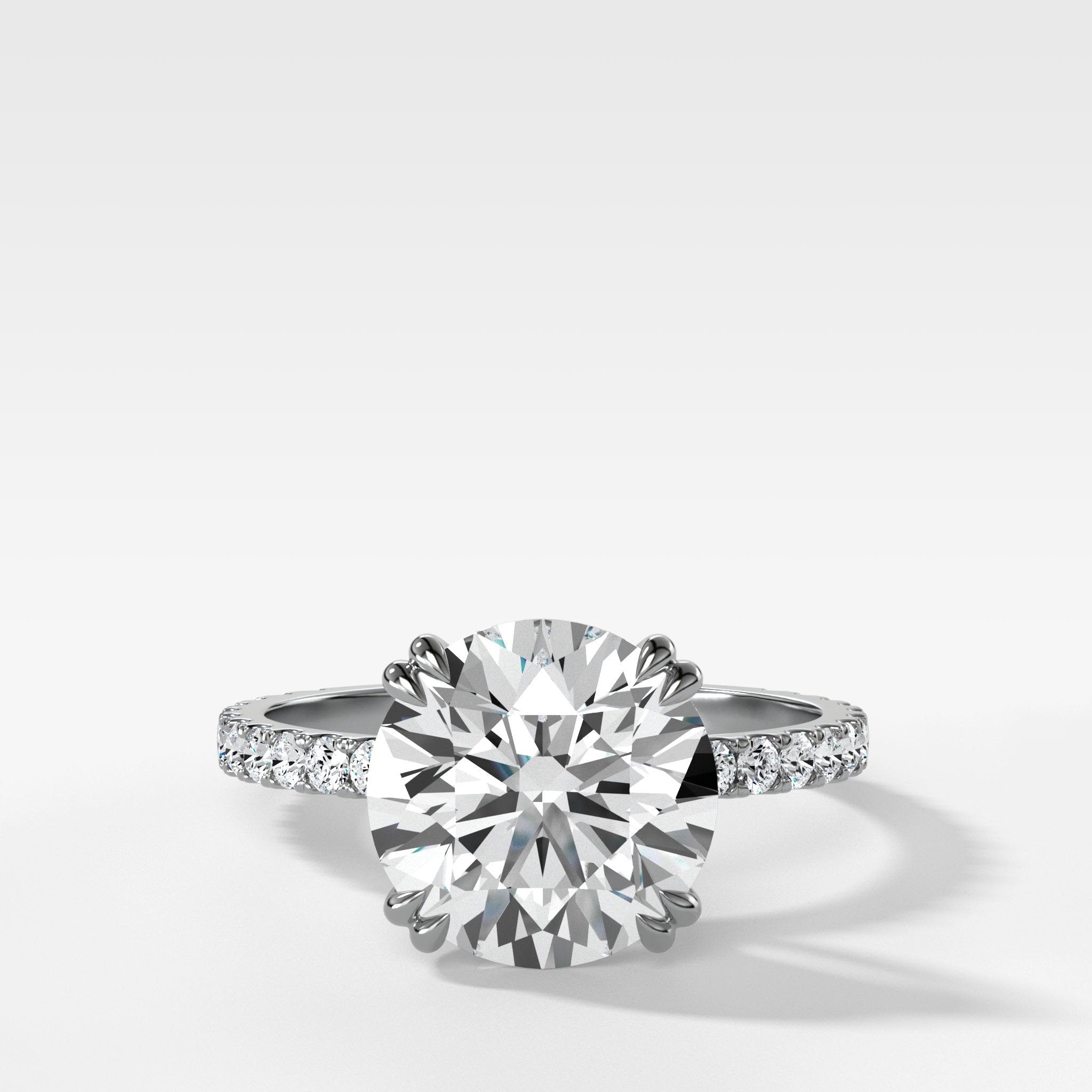 Signature Pavé Engagement Ring With Round Cut Diamond