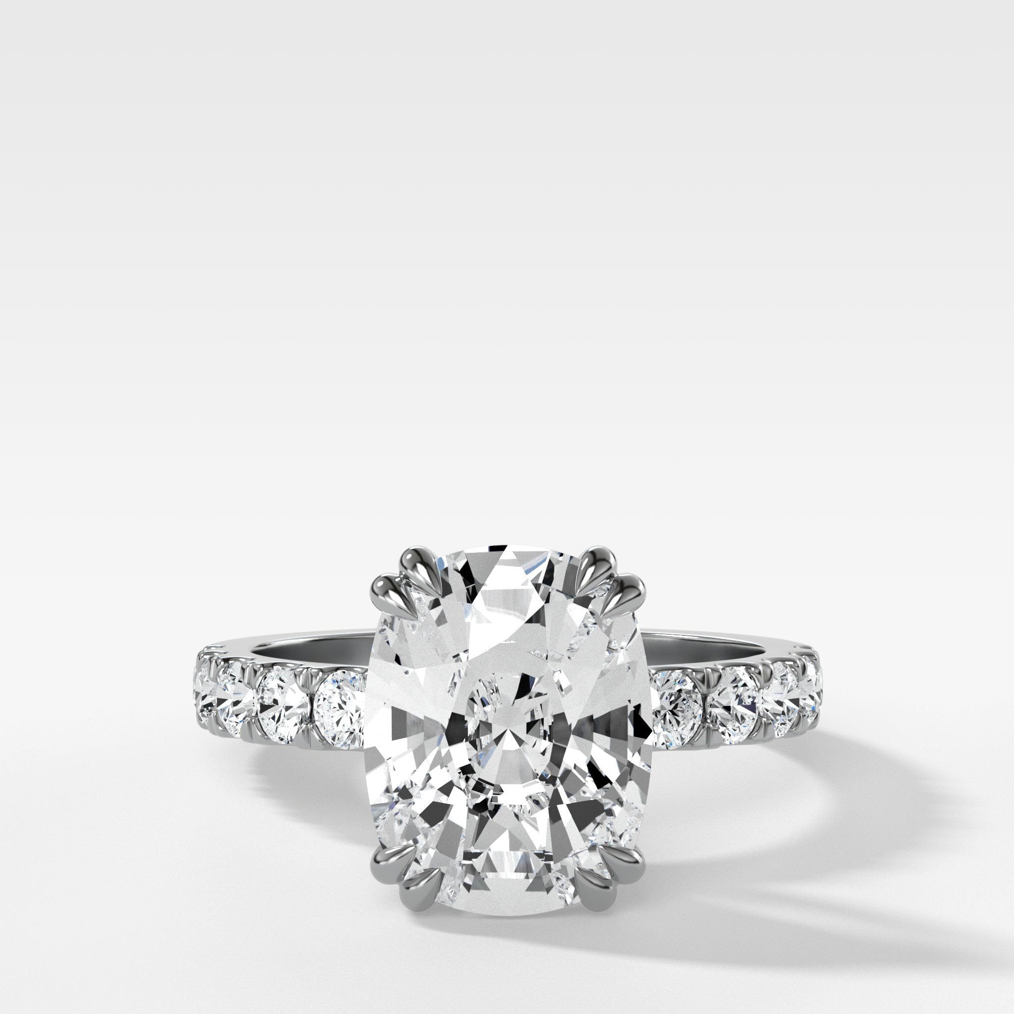Zenith Engagement Ring With Elongated Cushion Cut Diamond