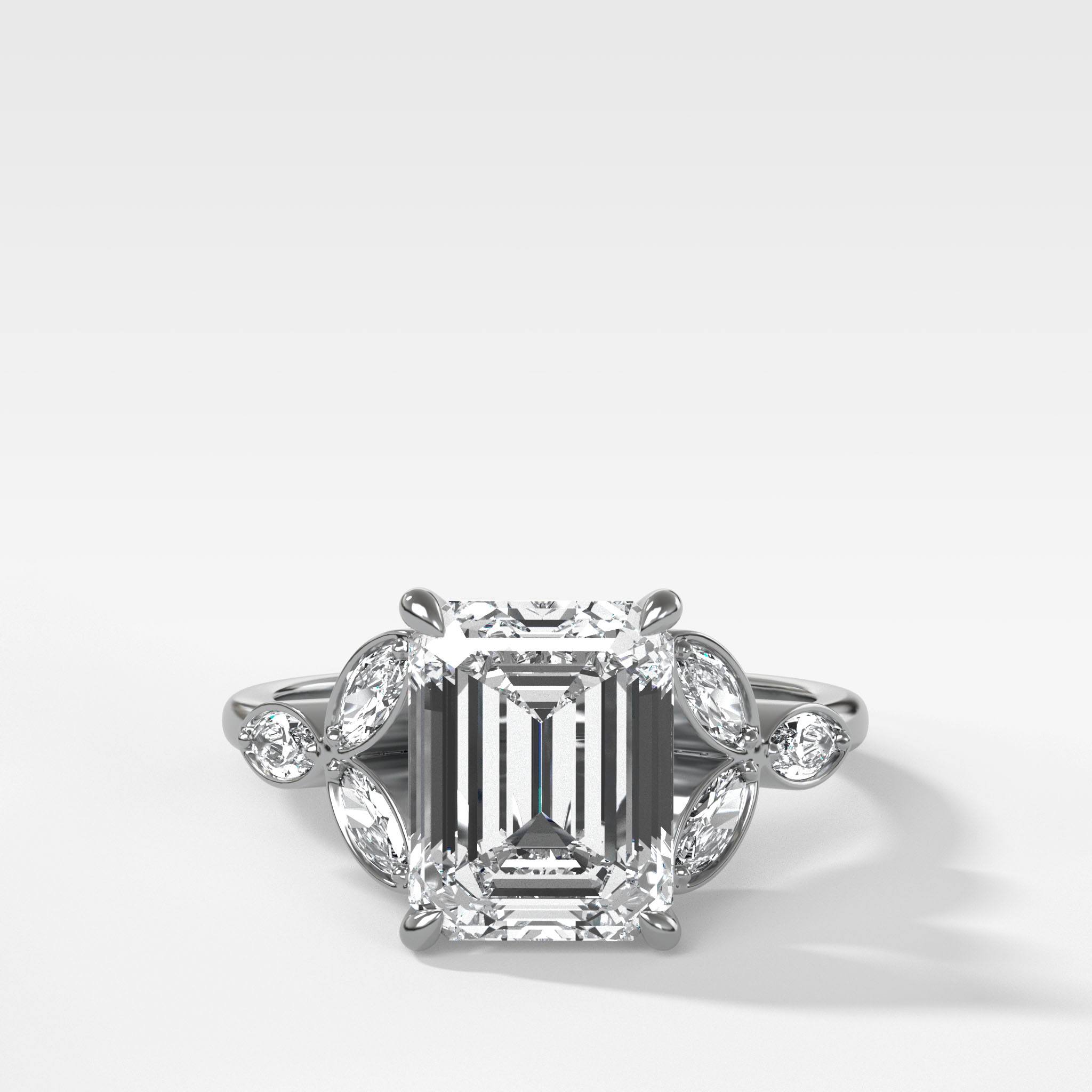 Laurel Engagement Ring With North South Emerald Cut Diamond