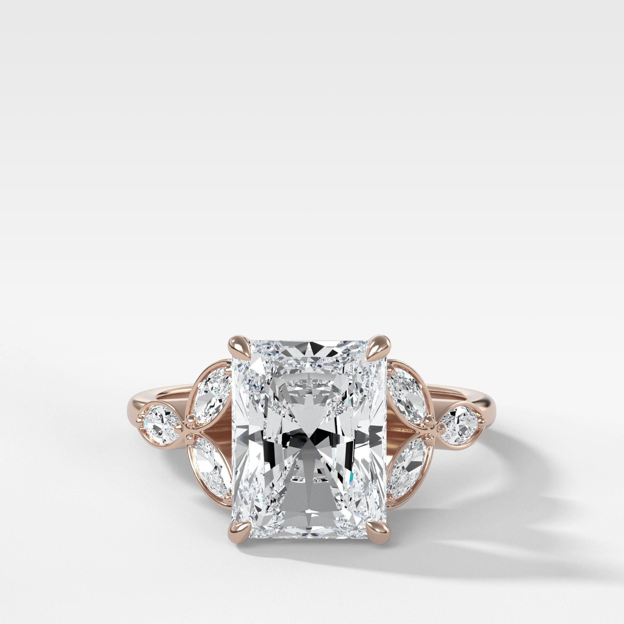 Laurel Engagement Ring With Elongated Radiant Cut Diamond