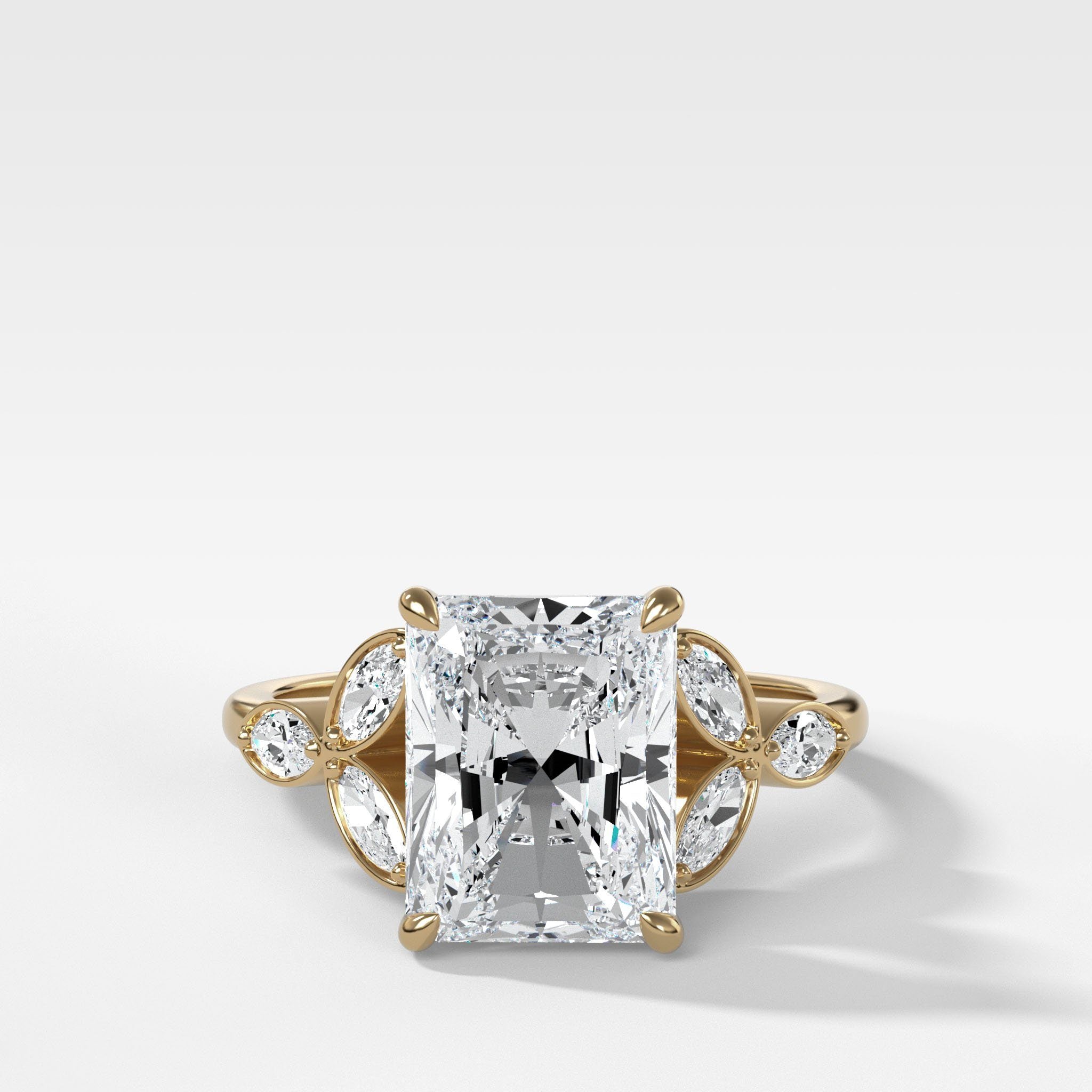Laurel Engagement Ring With Elongated Radiant Cut Diamond