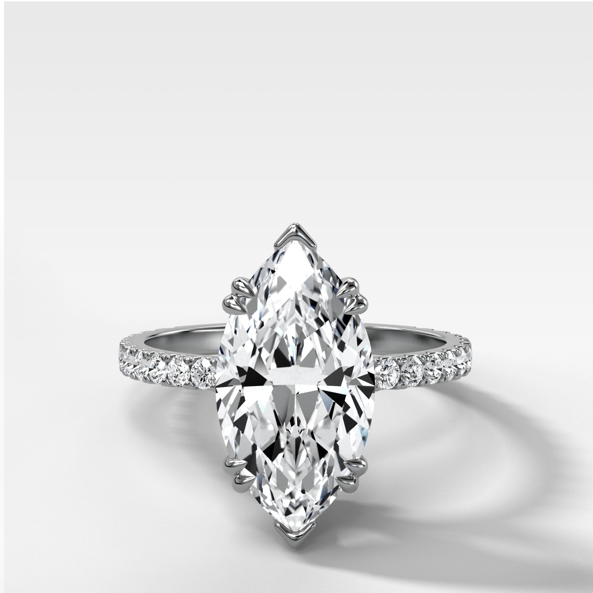 Signature Pavé Engagement Ring With North South Marquise Cut Diamond