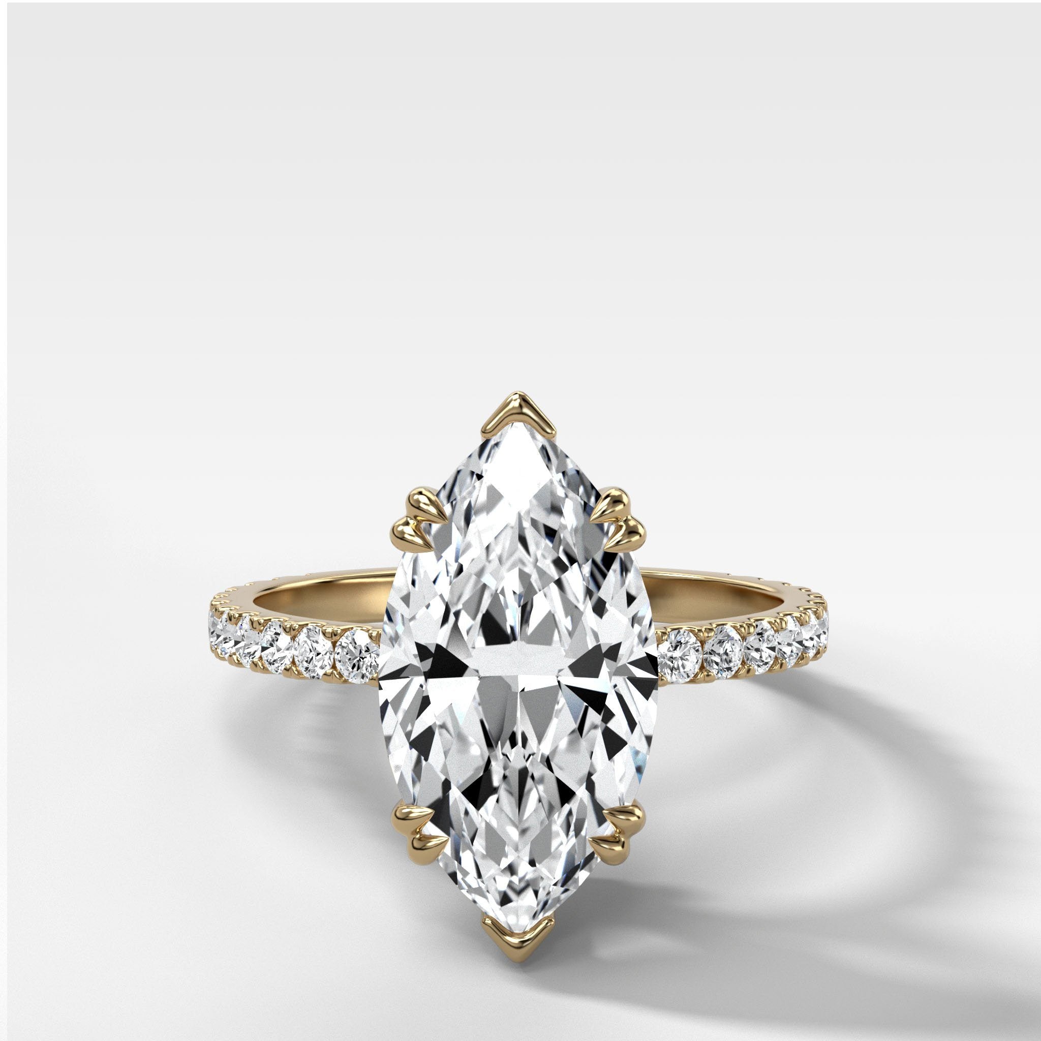 Signature Pavé Engagement Ring With North South Marquise Cut Diamond