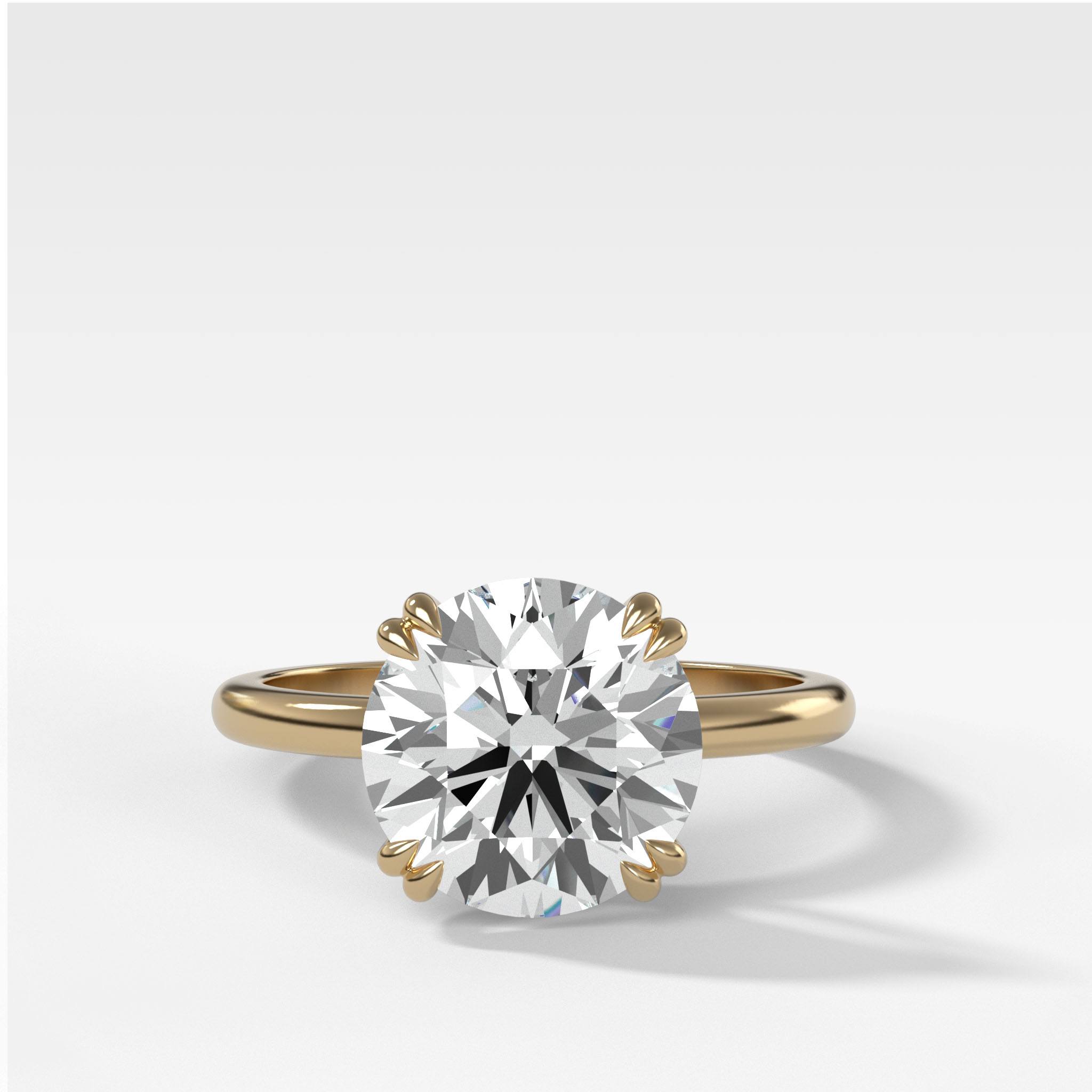Signature Cathedral Solitaire Engagement Ring With Round Cut Diamond