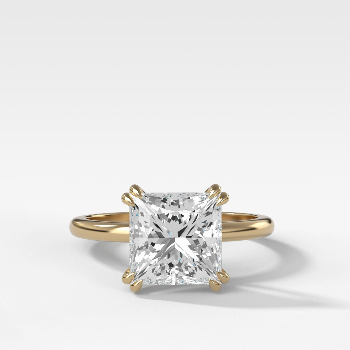 Signature Cathedral Solitaire Engagement Ring With Princess Cut Diamon