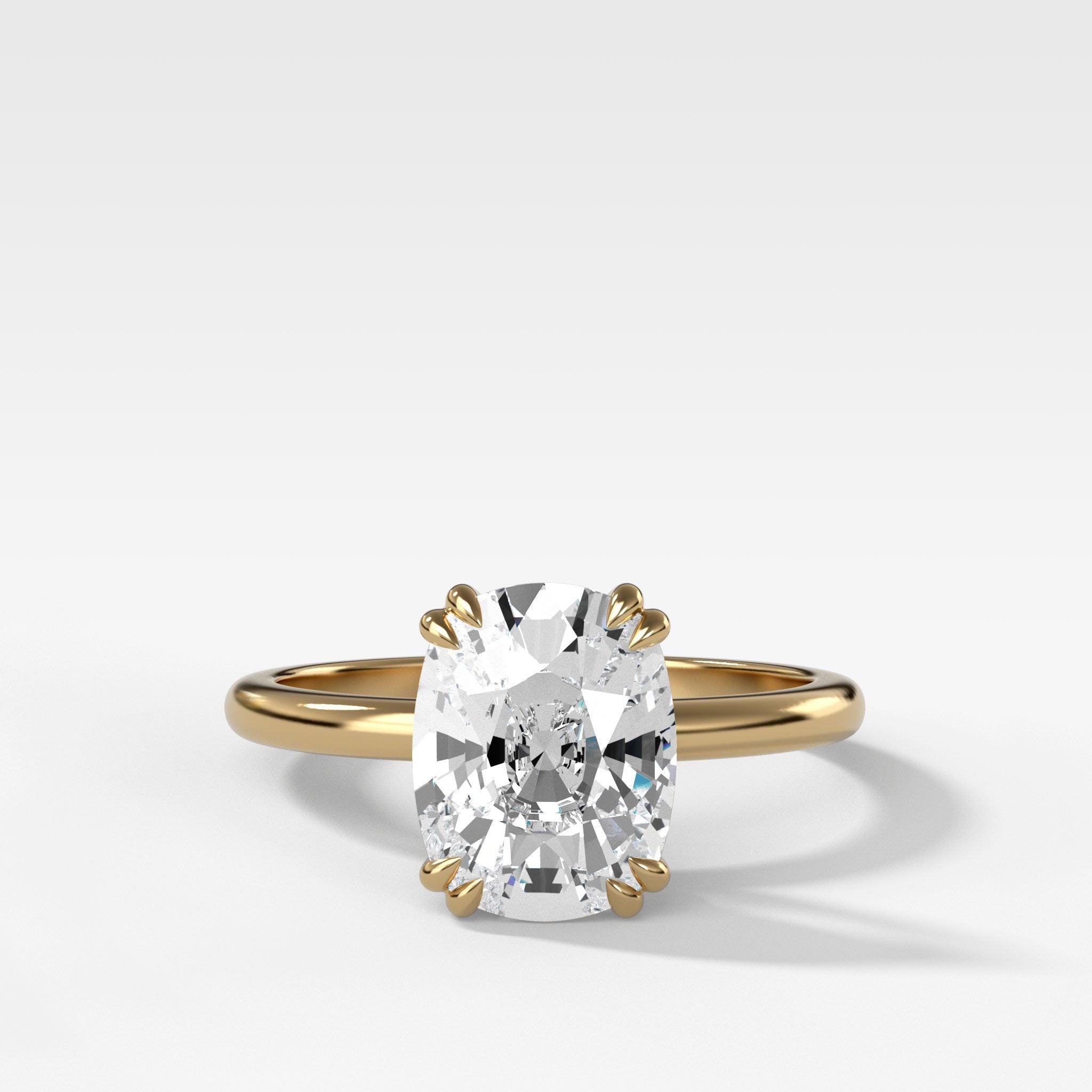 Signature Cathedral Solitaire Engagement Ring With Elongated Cushion Cut Diamond