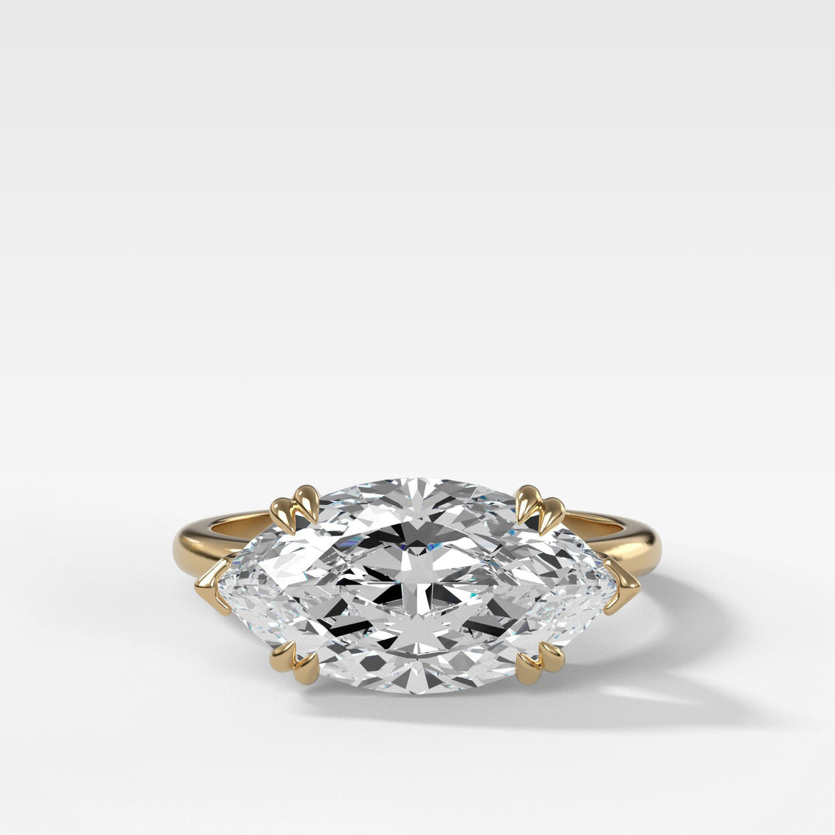 Signature Cathedral Solitaire Engagement Ring With Marquise Cut Diamon