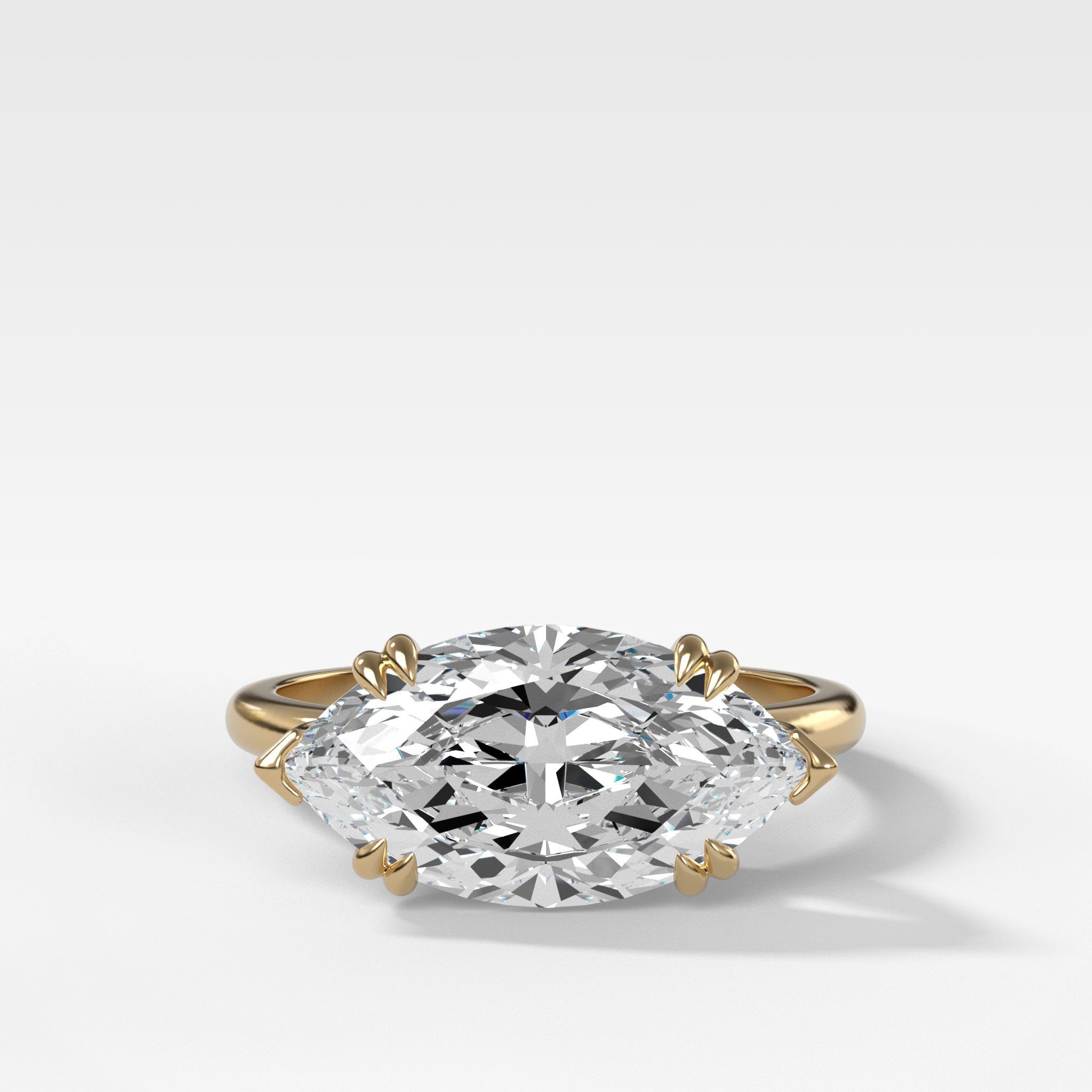 Signature Cathedral Solitaire Engagement Ring With Marquise Cut Diamond (East West)