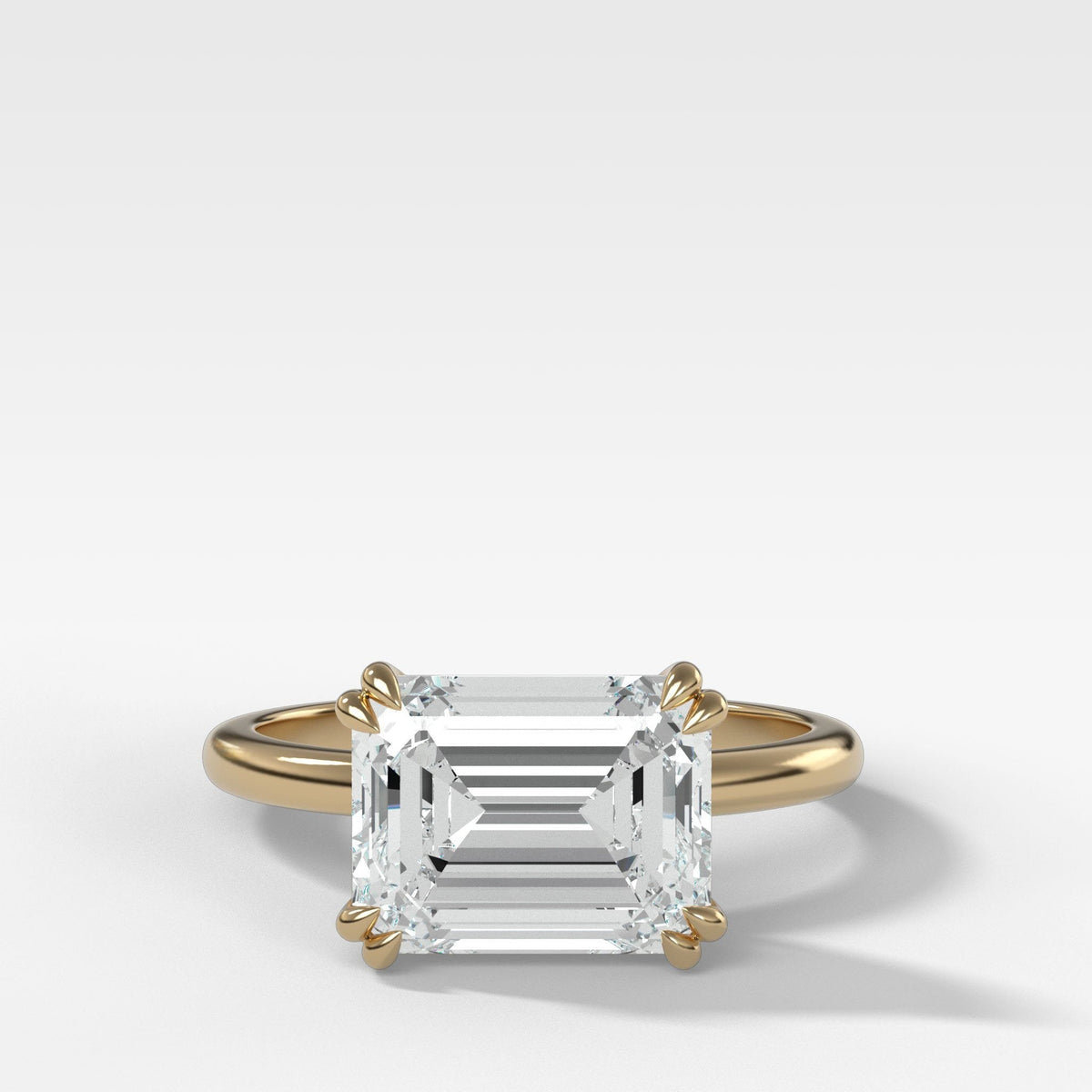 Signature Cathedral Solitaire Engagement Ring With Emerald Cut Diamond