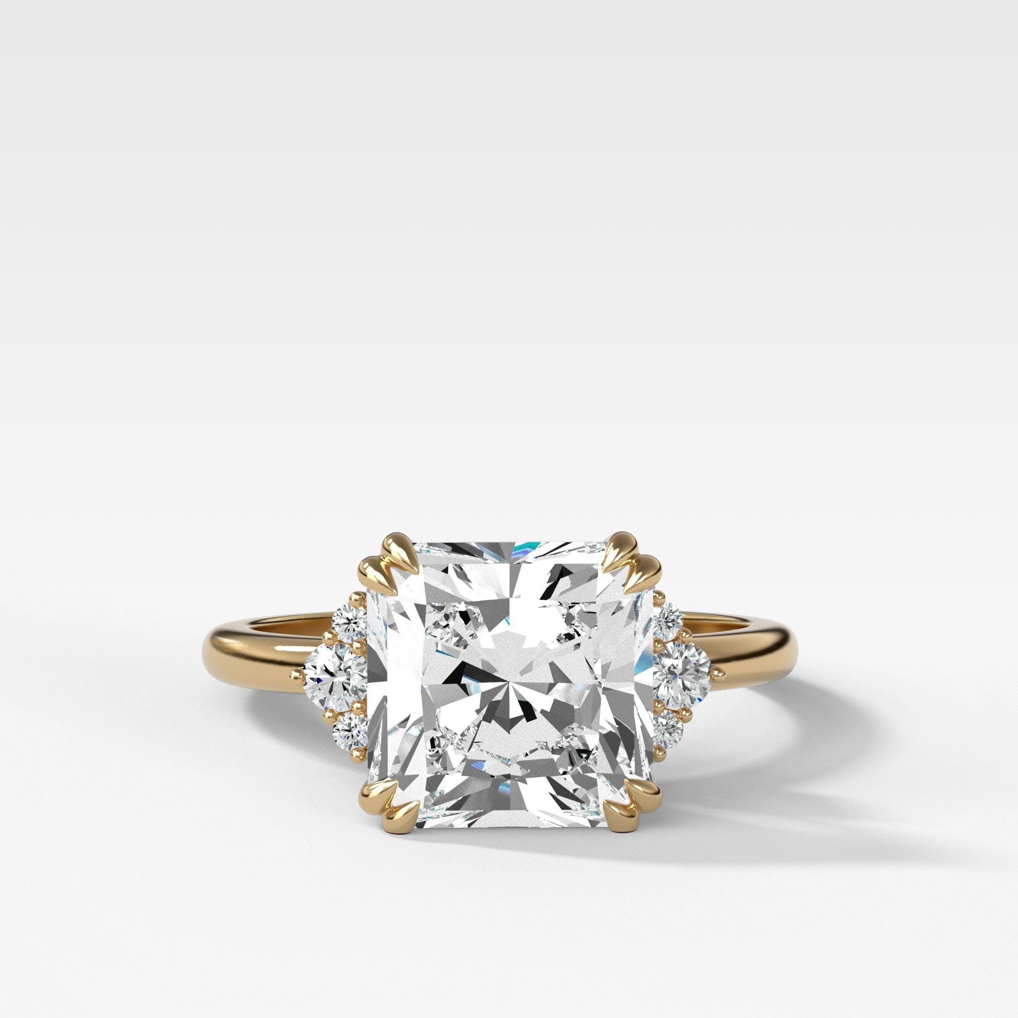 Signature Cluster Engagement Ring With Radiant Cut Diamond