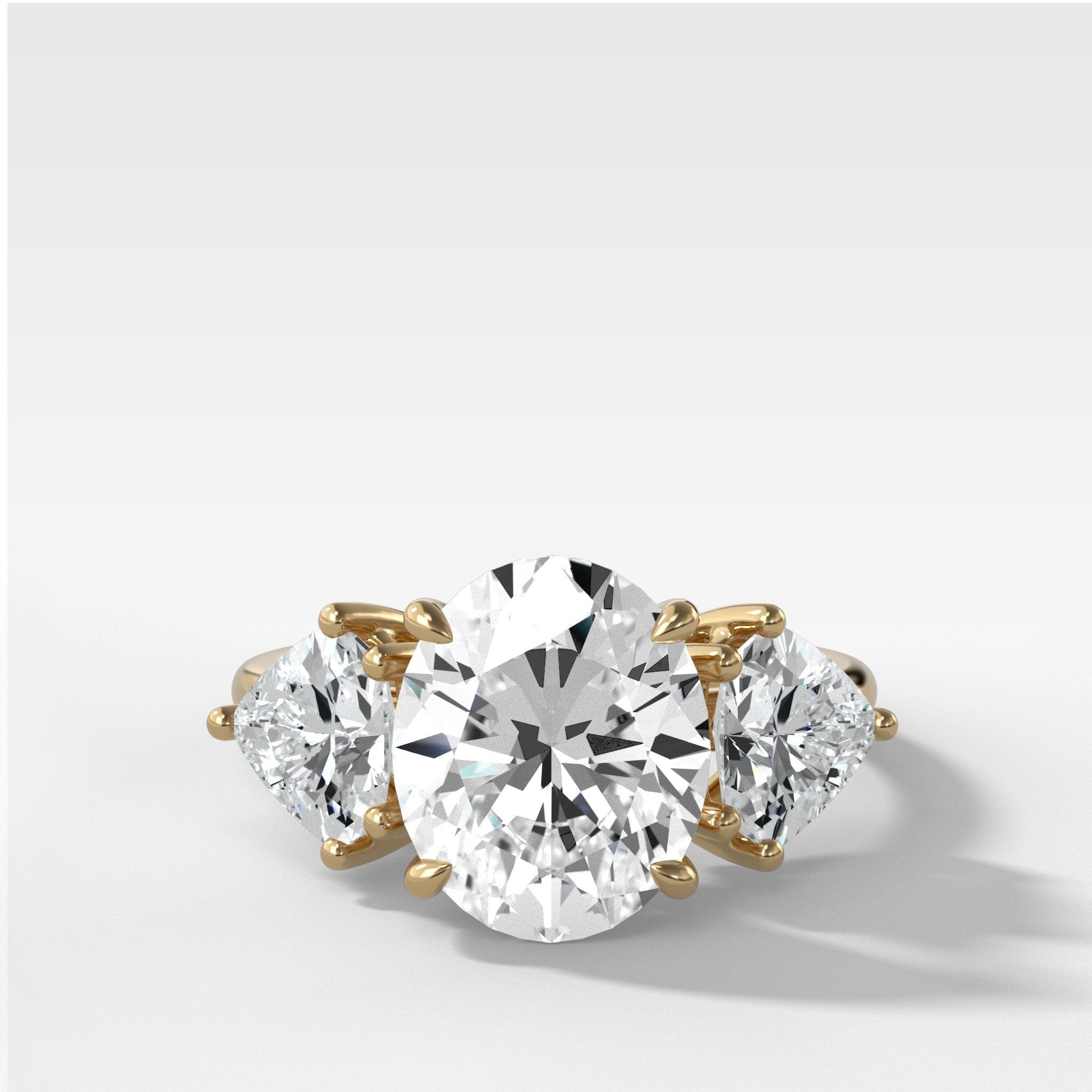 Three Stone Oval Cut Engagement Ring With Epaulette Diamond Sides