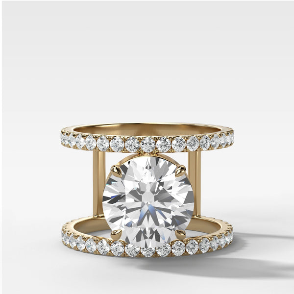 Ring Double R Double Row Gap Engagement Ring With Round Cut Diamond