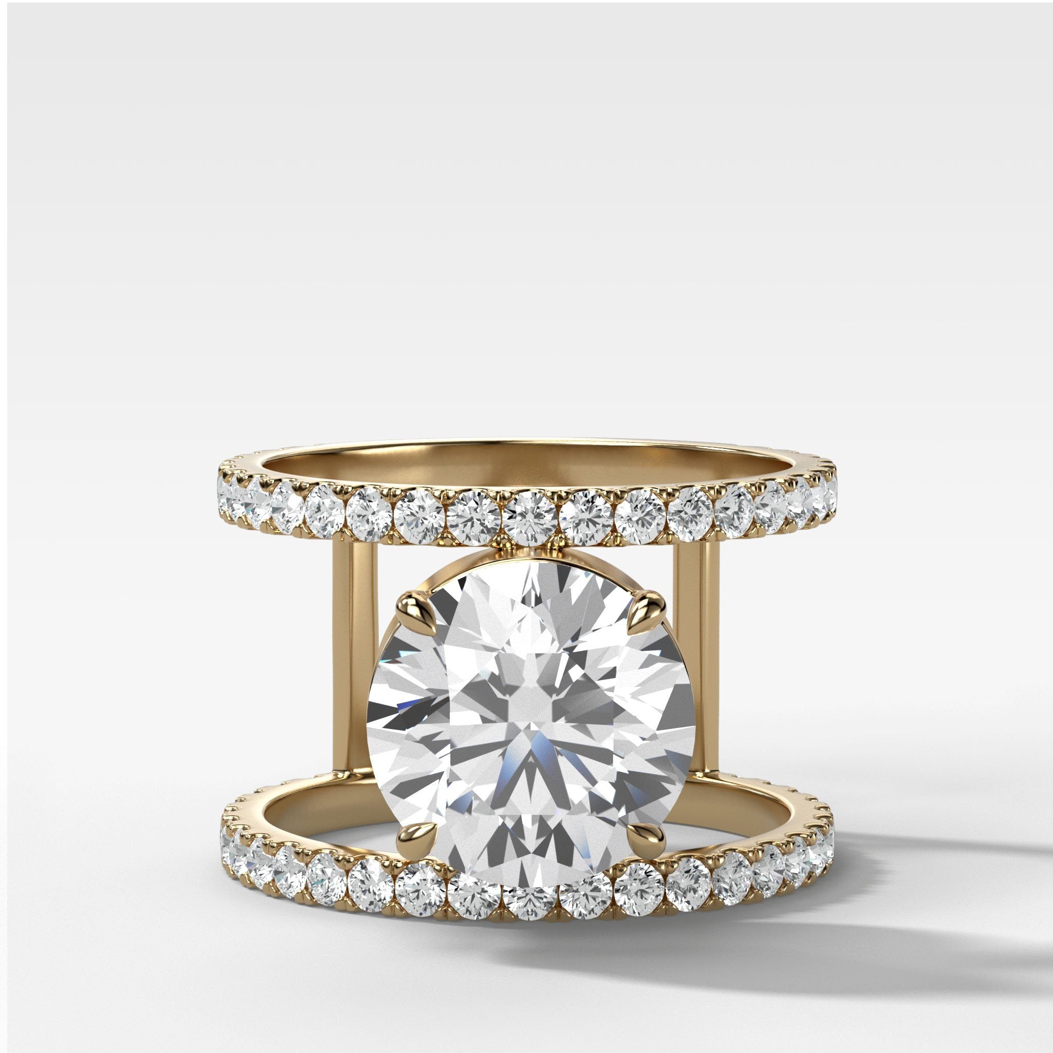 Double Row Gap Engagement Ring With Round Cut Diamond