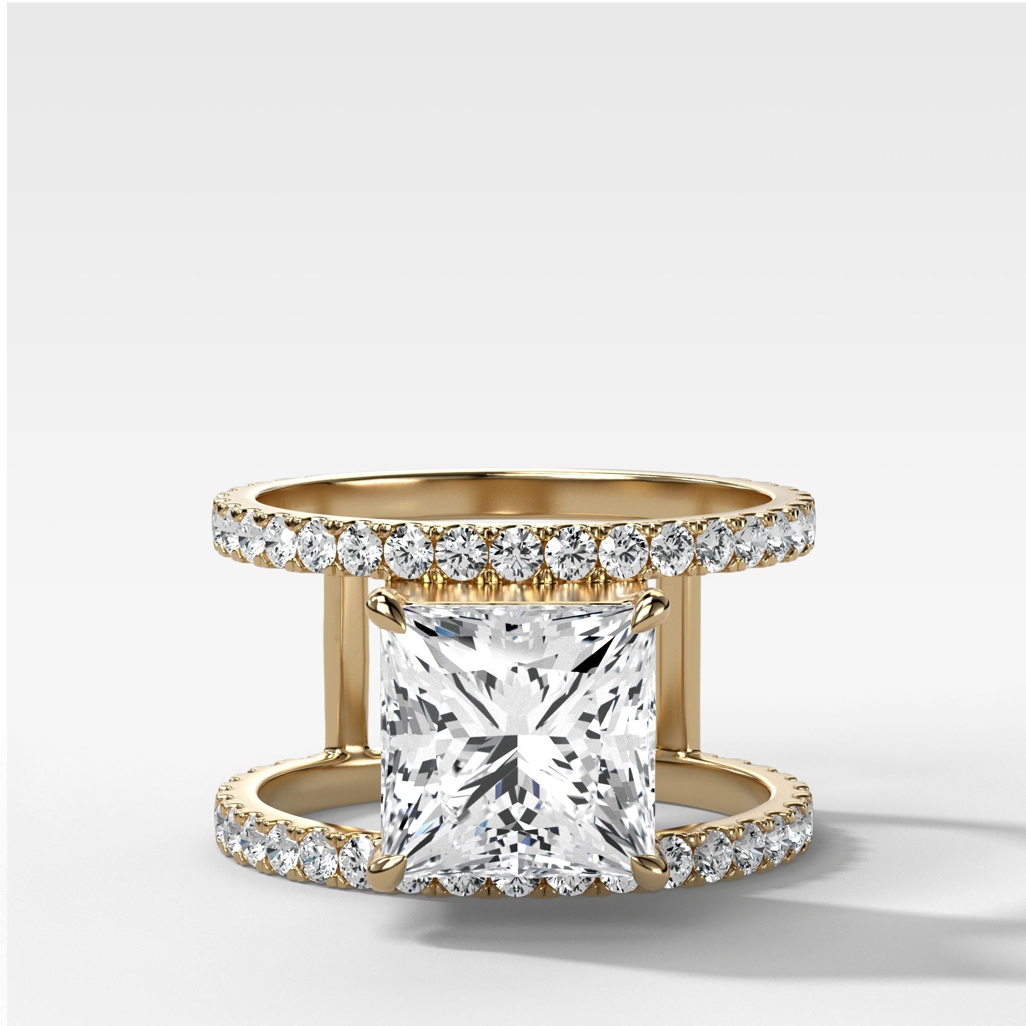 Double Row Gap Engagement Ring With Princess Cut Diamond