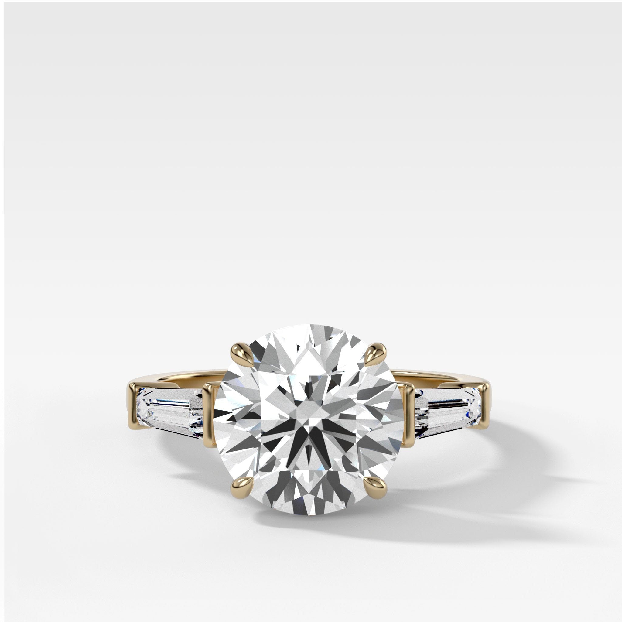 Translunar Tapered Baguette Engagement Ring With Round Cut Diamond