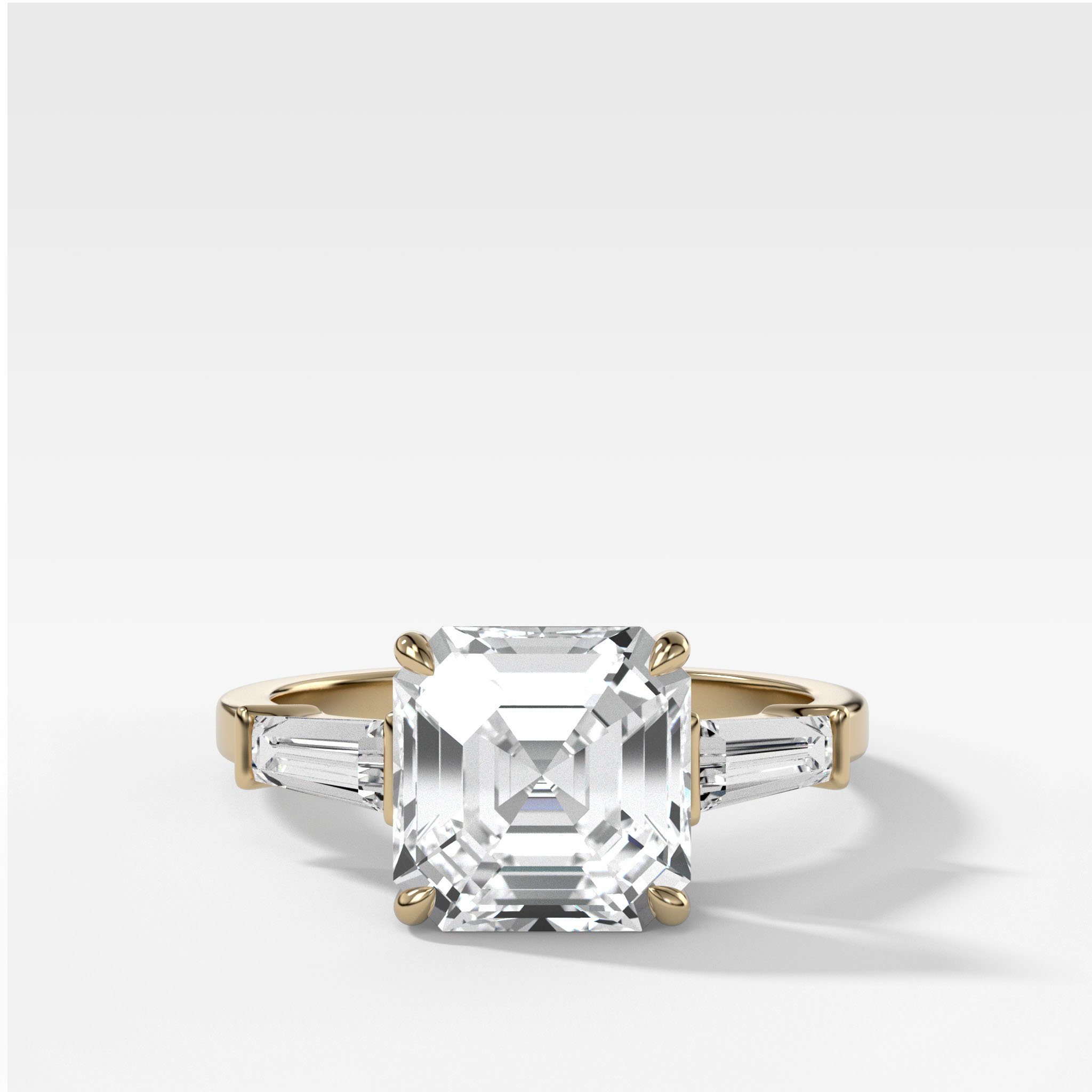 Translunar Tapered Baguette Engagement Ring With Asscher Cut Diamond