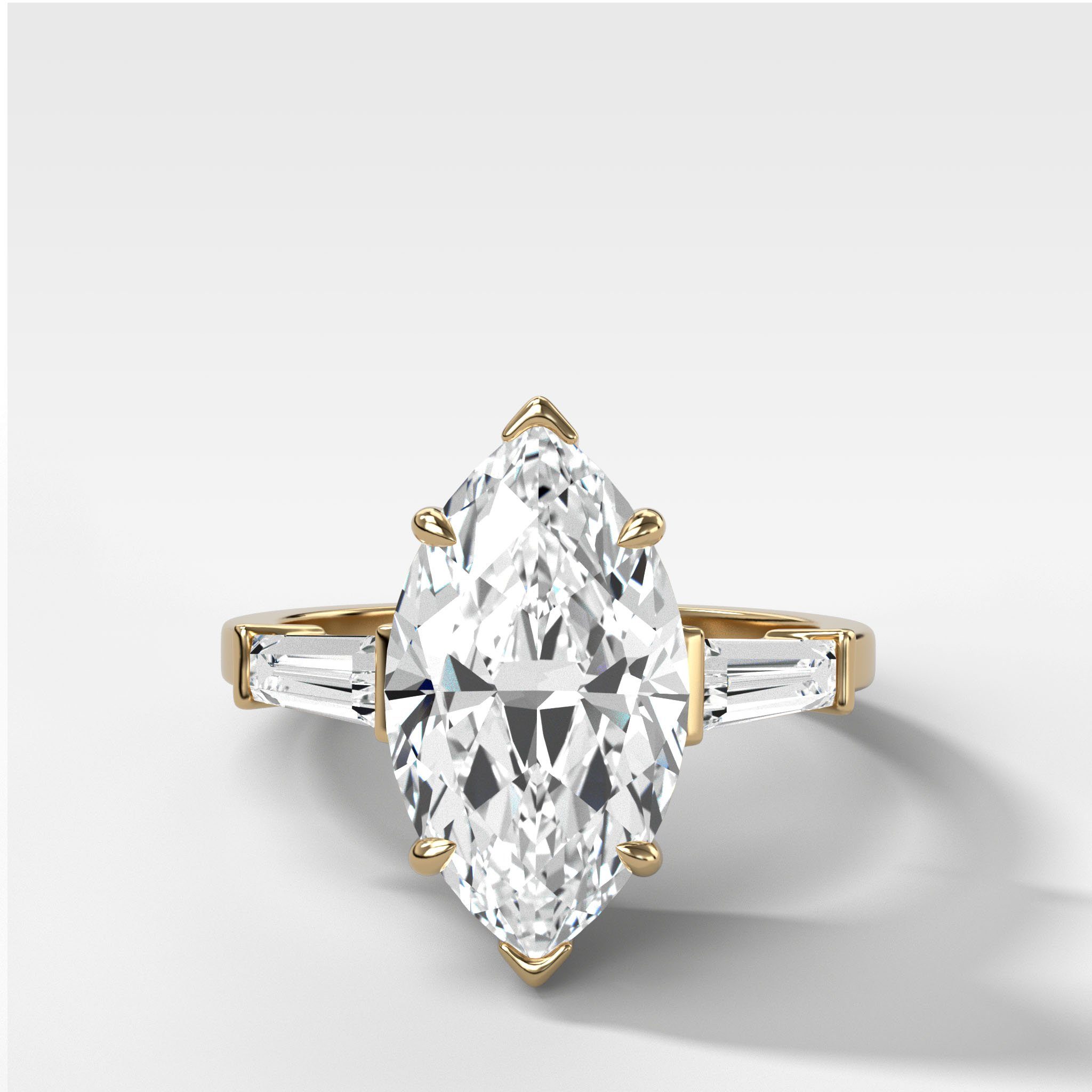 Translunar Tapered Baguette Engagement Ring With Marquise Cut Diamond
