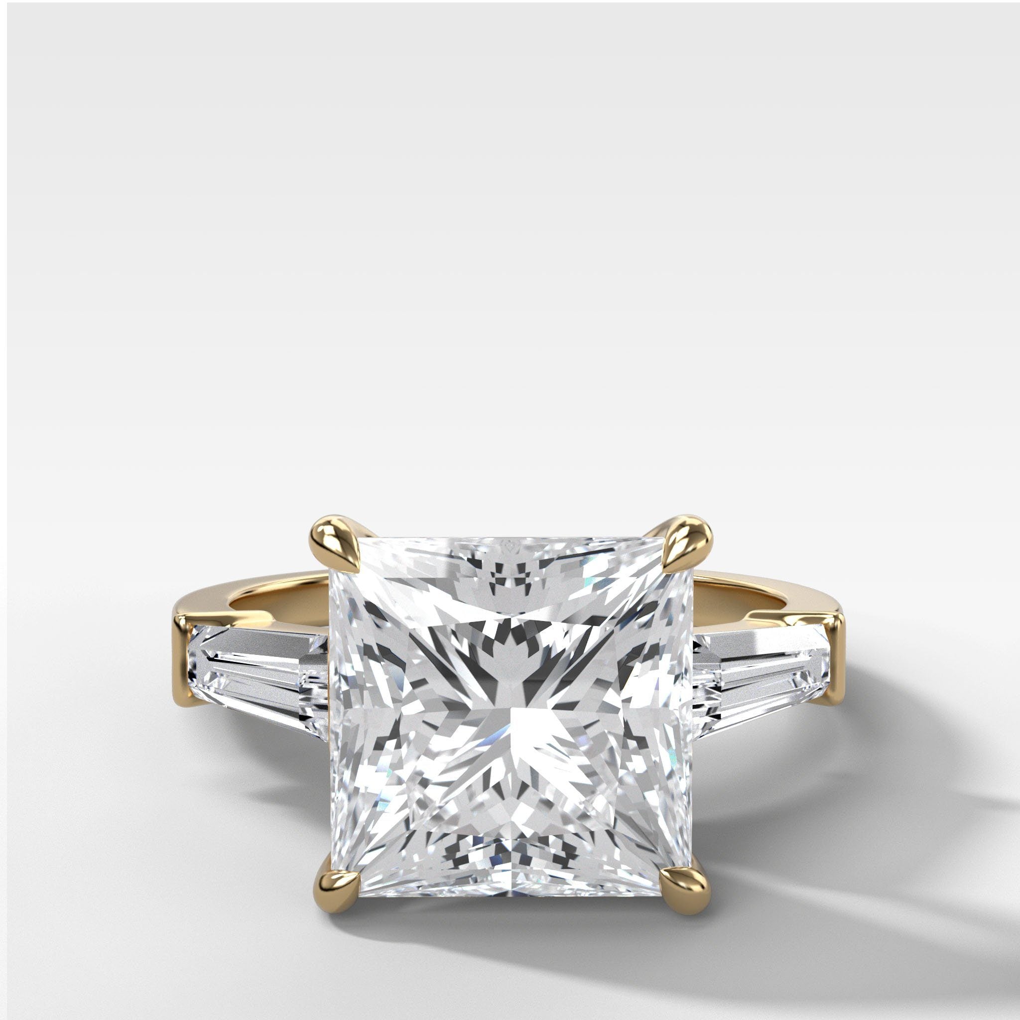 Translunar Tapered Baguette Engagement Ring With Princess Cut Diamond