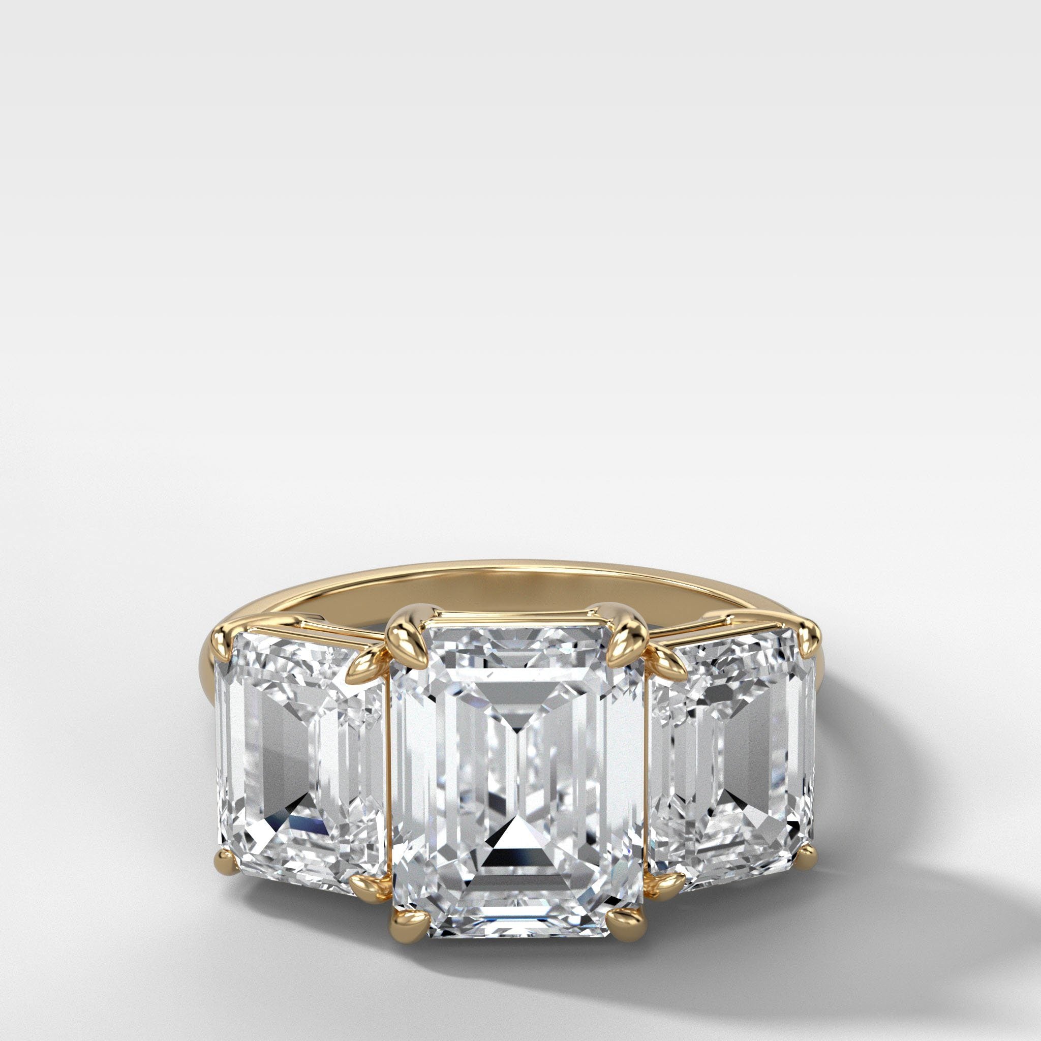 Triad Engagement Ring With Emerald Cut Diamonds