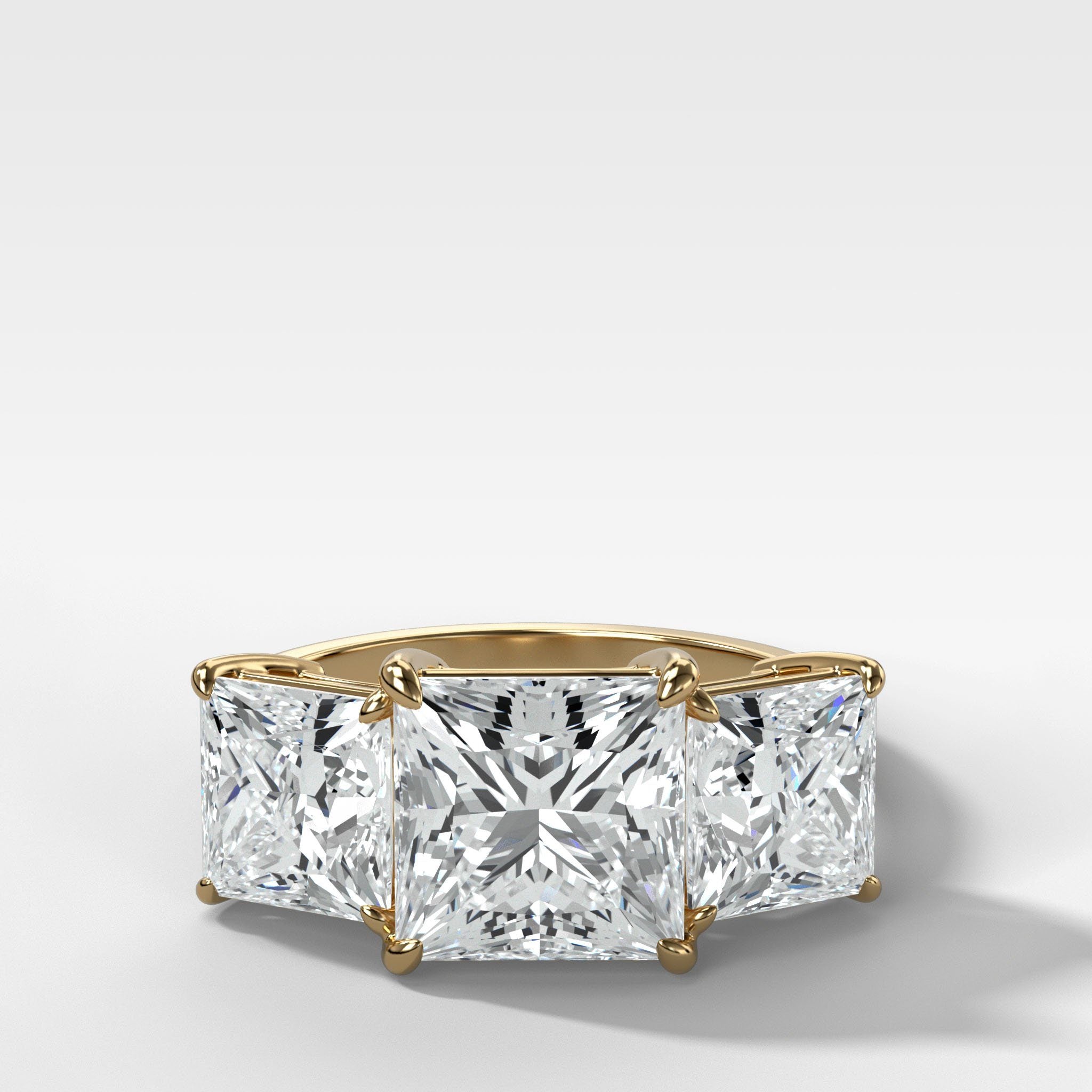 Triad Engagement  Ring With Princess Cut Diamonds