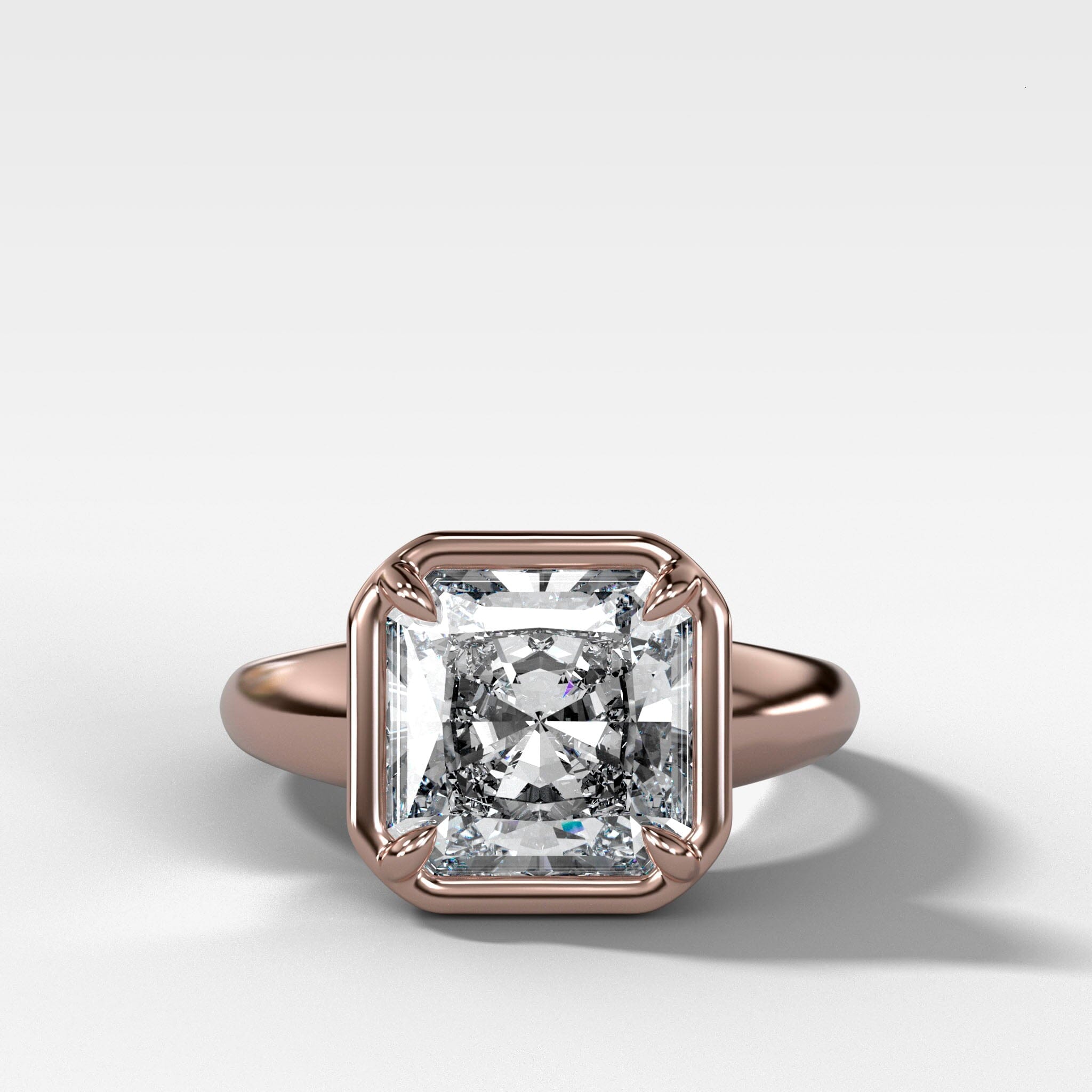 Club Ring Solitaire Engagement Ring With a Radiant Cut Diamond