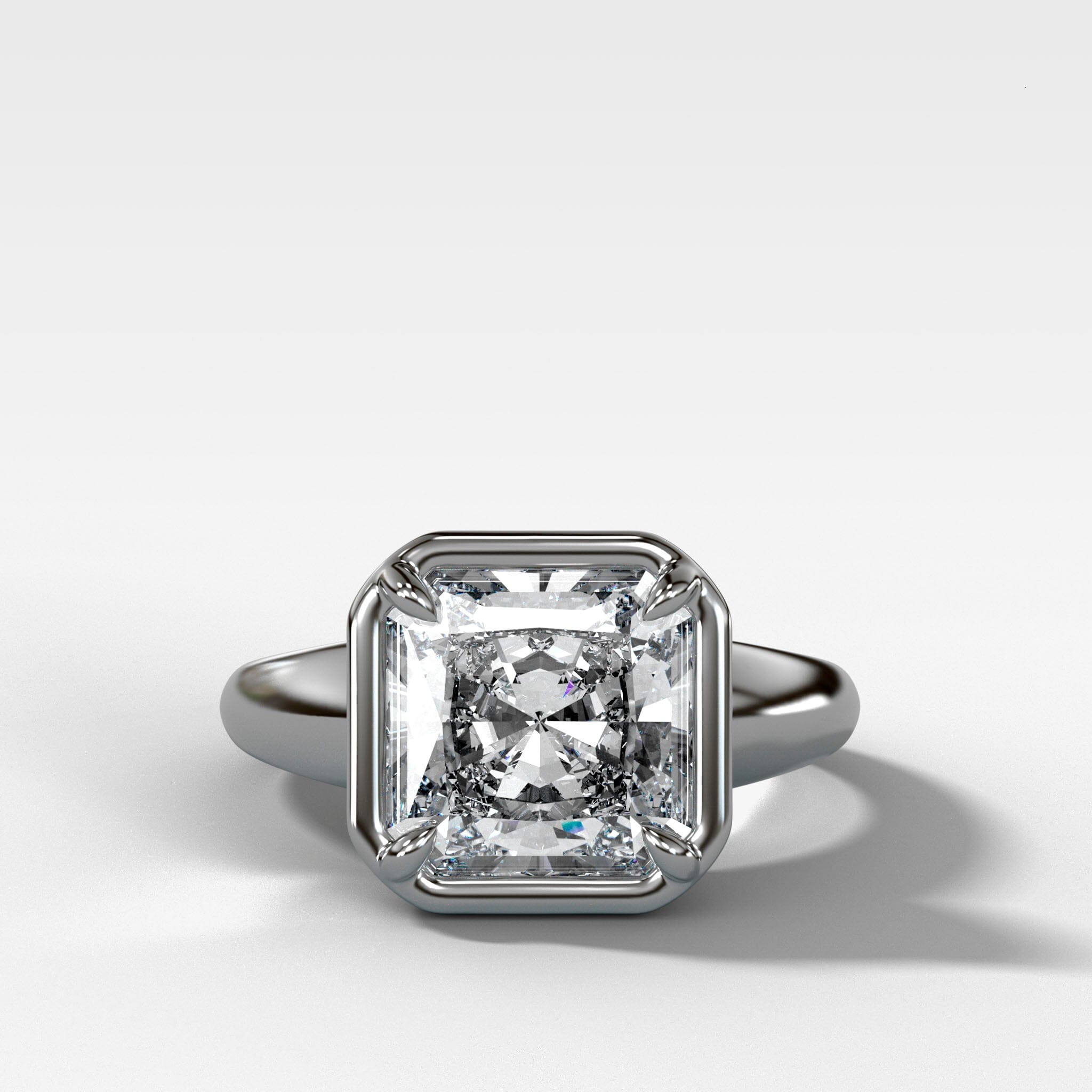 Club Ring Solitaire Engagement Ring With a Radiant Cut Diamond