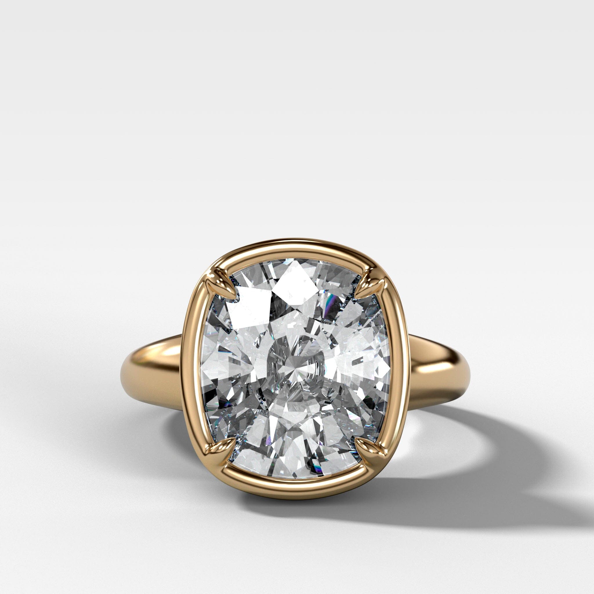 Club Ring Solitaire  Engagement Ring With an Elongated Cushion Cut Diamond