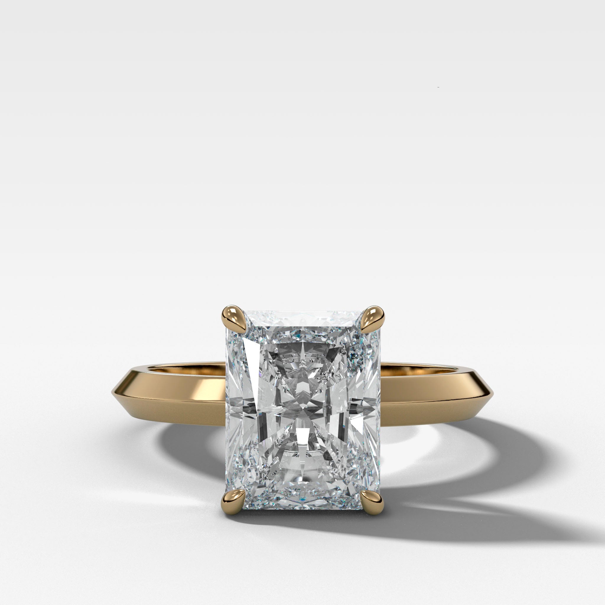 Butter Knife Solitaire Engagement Ring With Elongated Radiant Cut Diamond