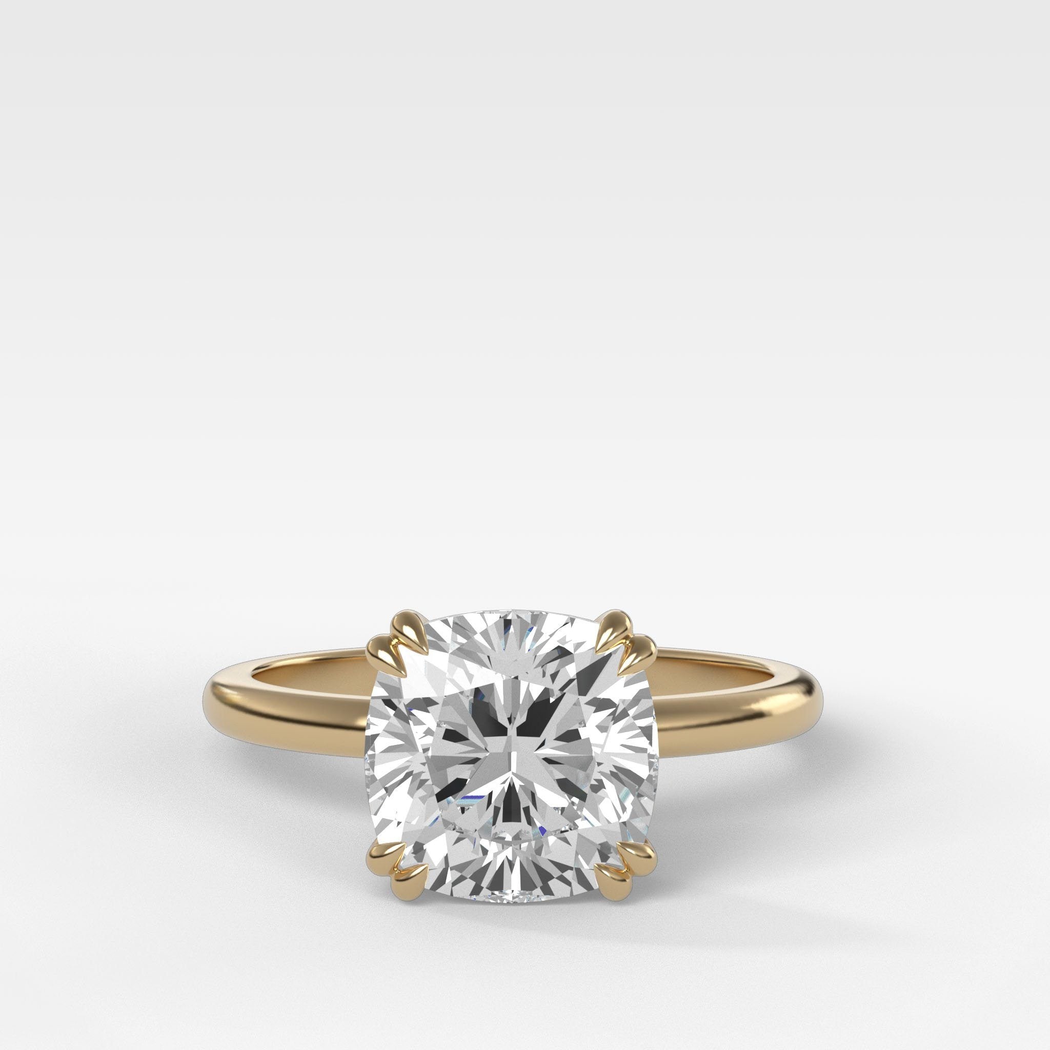 Signature Cathedral Solitaire Engagement Ring With Cushion Cut Diamond