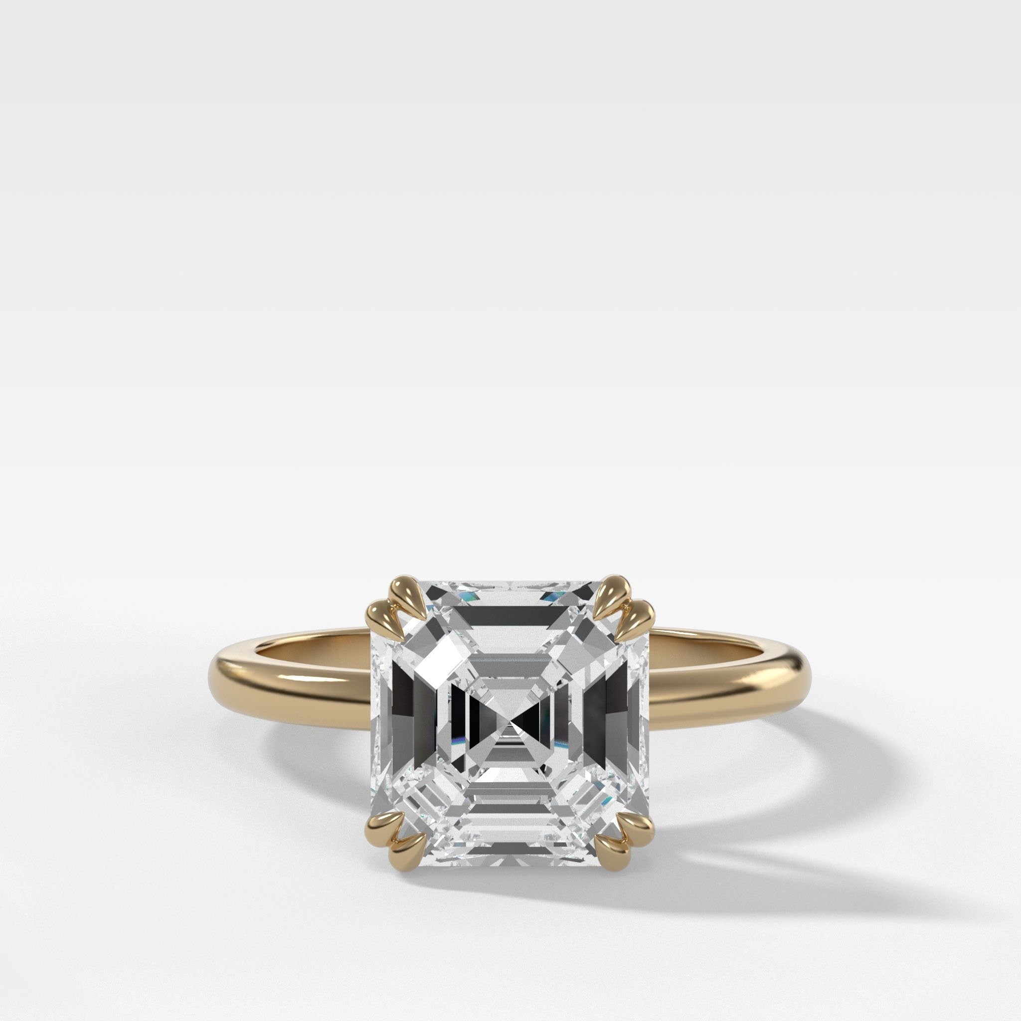 Signature Cathedral Solitaire Engagement Ring With Asscher Cut Diamond