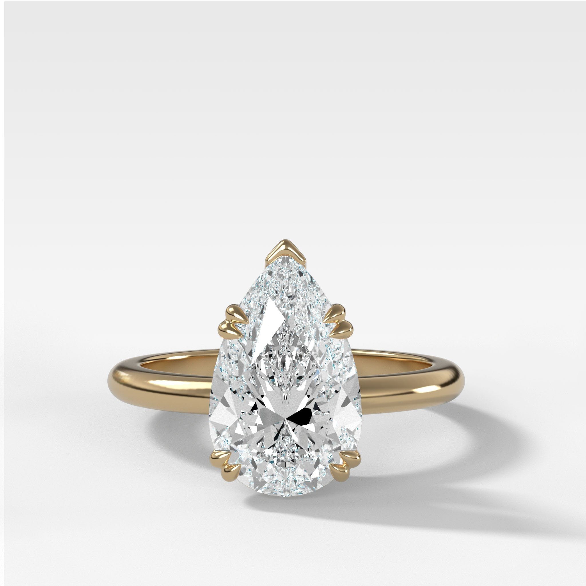 Signature Cathedral Solitaire Engagement Ring With Pear Cut Diamond