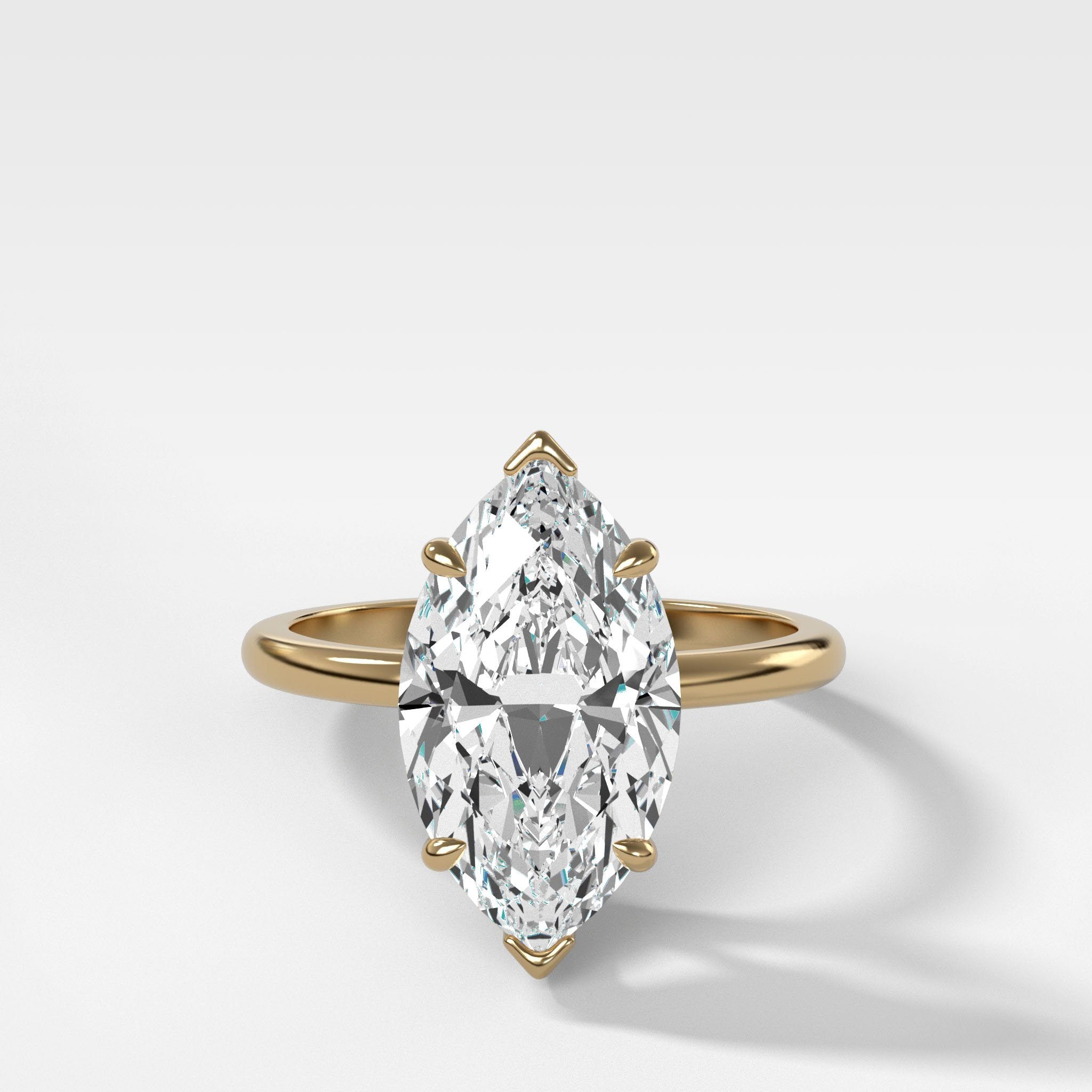 Crescent Solitaire Engagement Ring With Marquise Cut Diamond (North South)