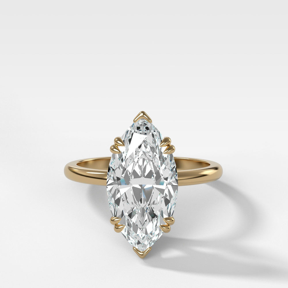 Signature Cathedral Solitaire Engagement Ring With Marquise Cut Diamon