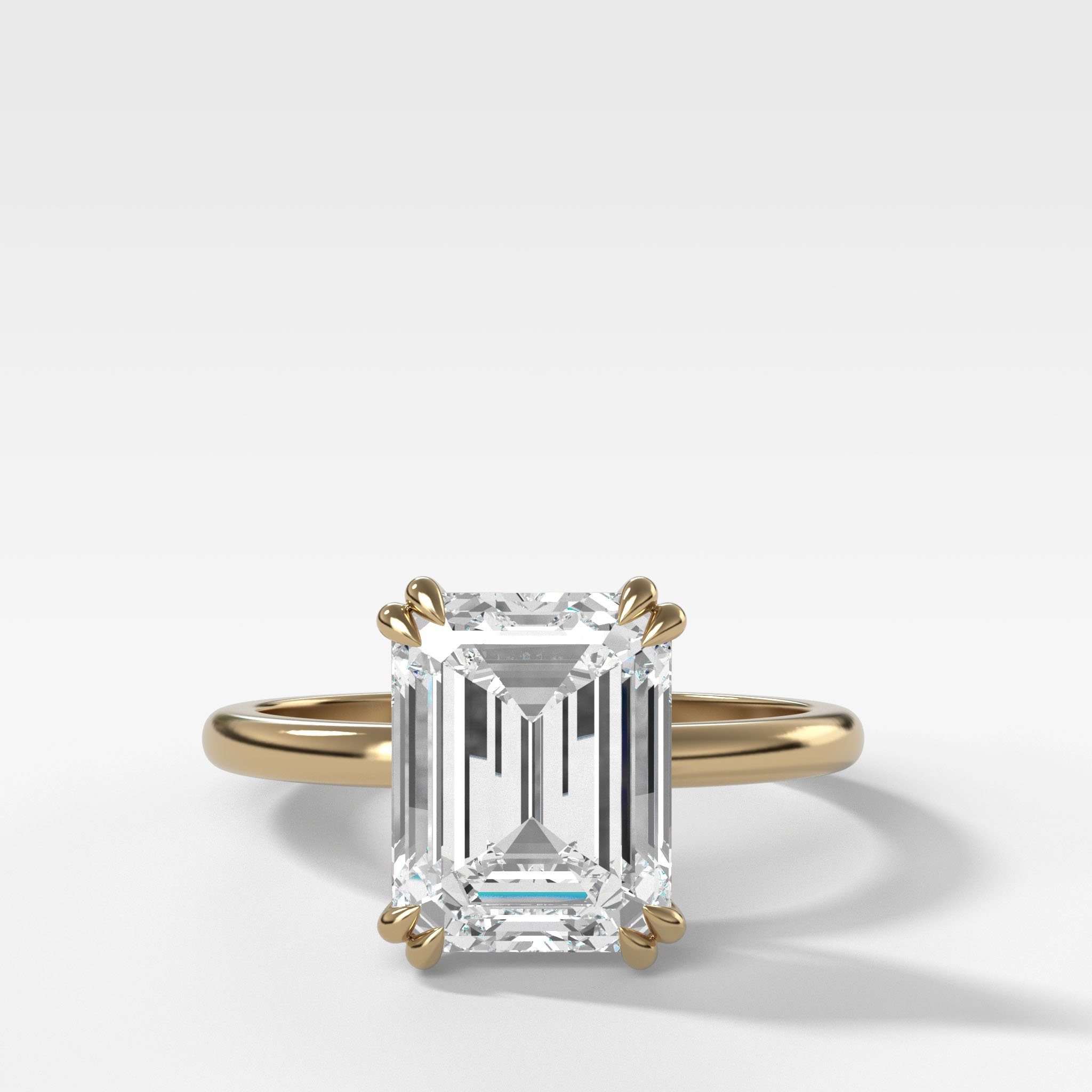 Signature Cathedral Solitaire Engagement Ring With Emerald Cut Diamond (North South)