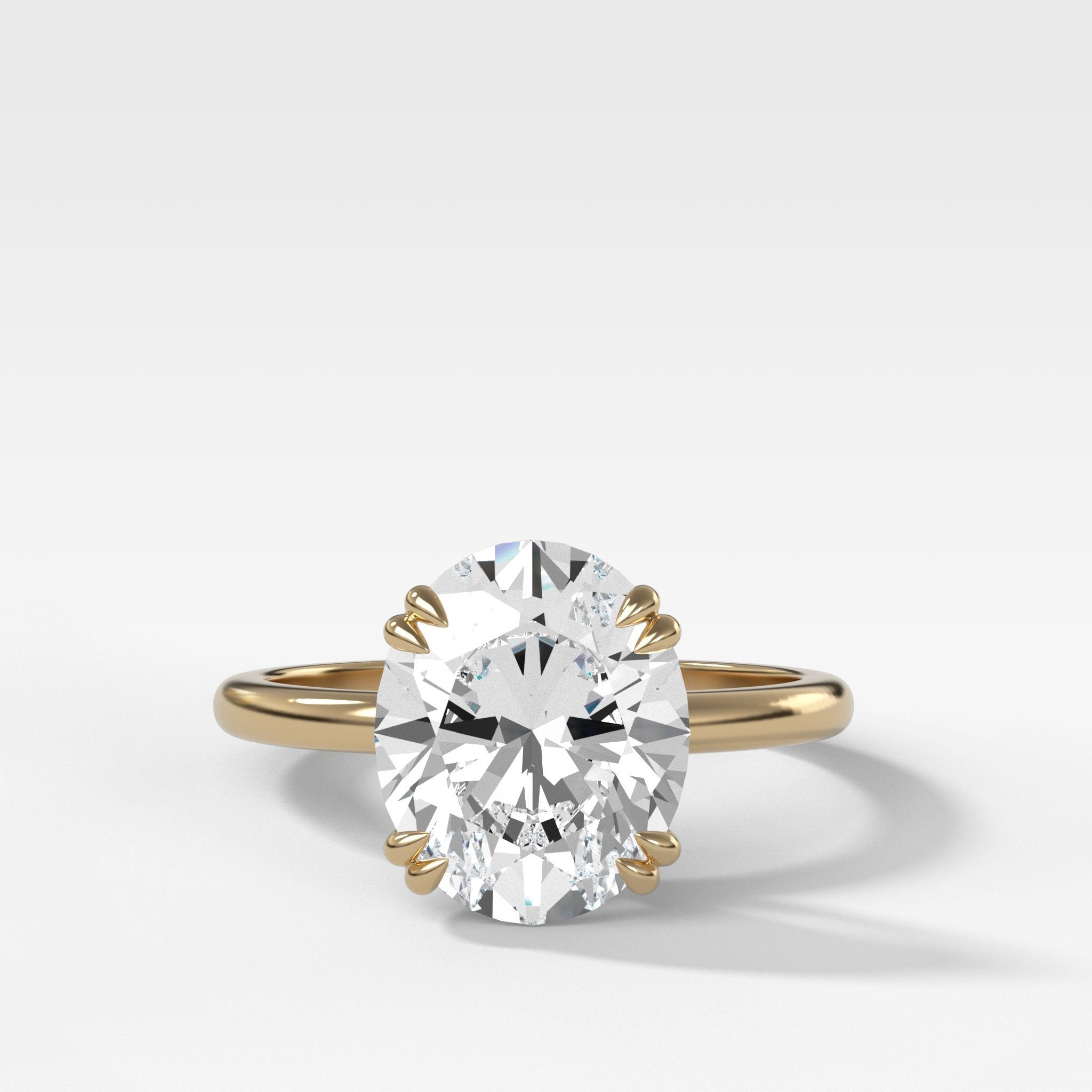 Signature Cathedral Solitaire Engagement Ring With Oval Cut Diamond