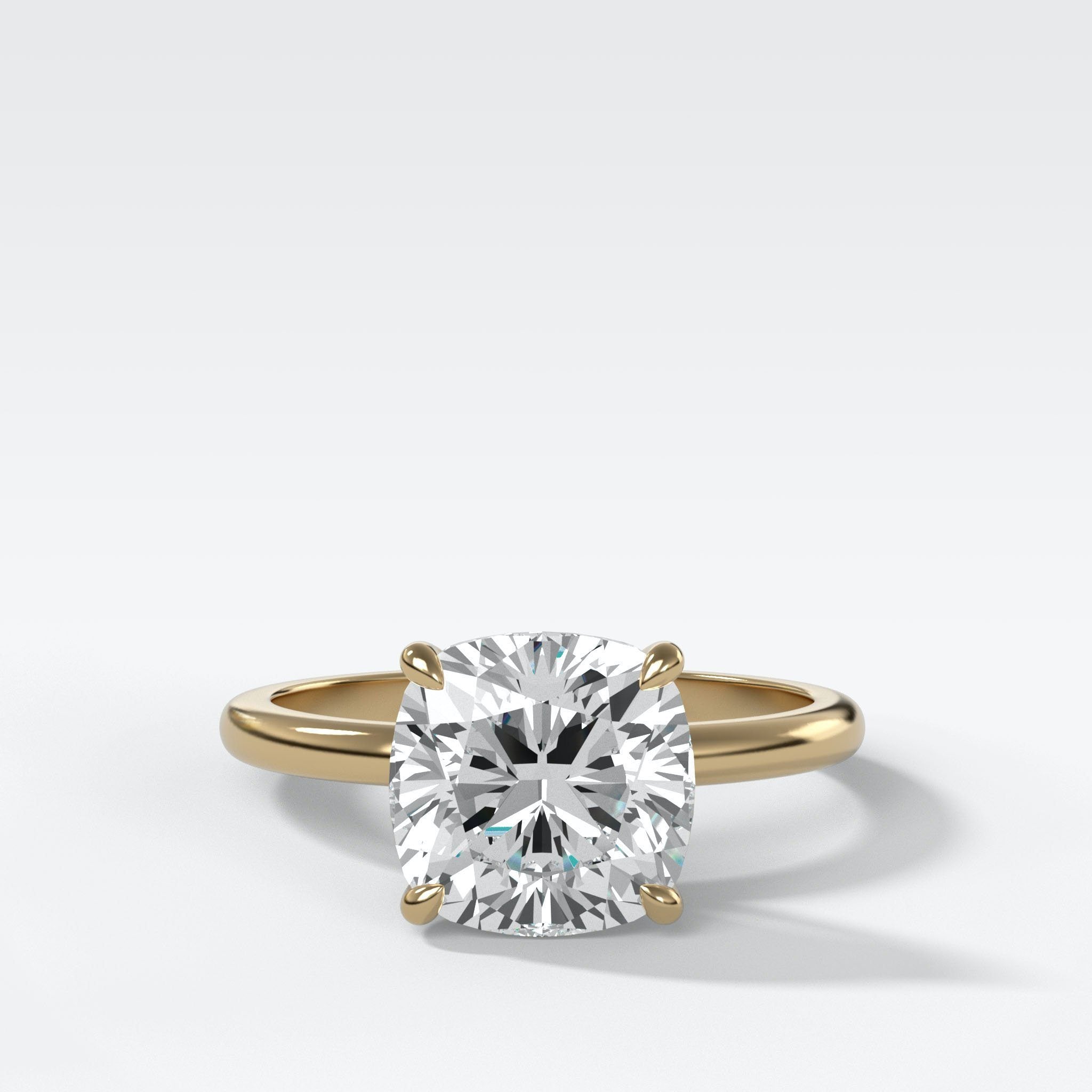 Crescent Solitaire Engagement Ring With Cushion Cut Diamond