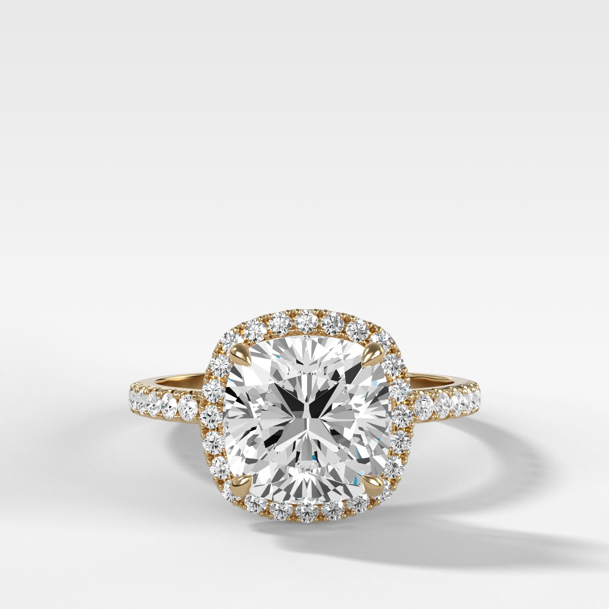 Aurora Pavé Halo Ring With Cushion Cut