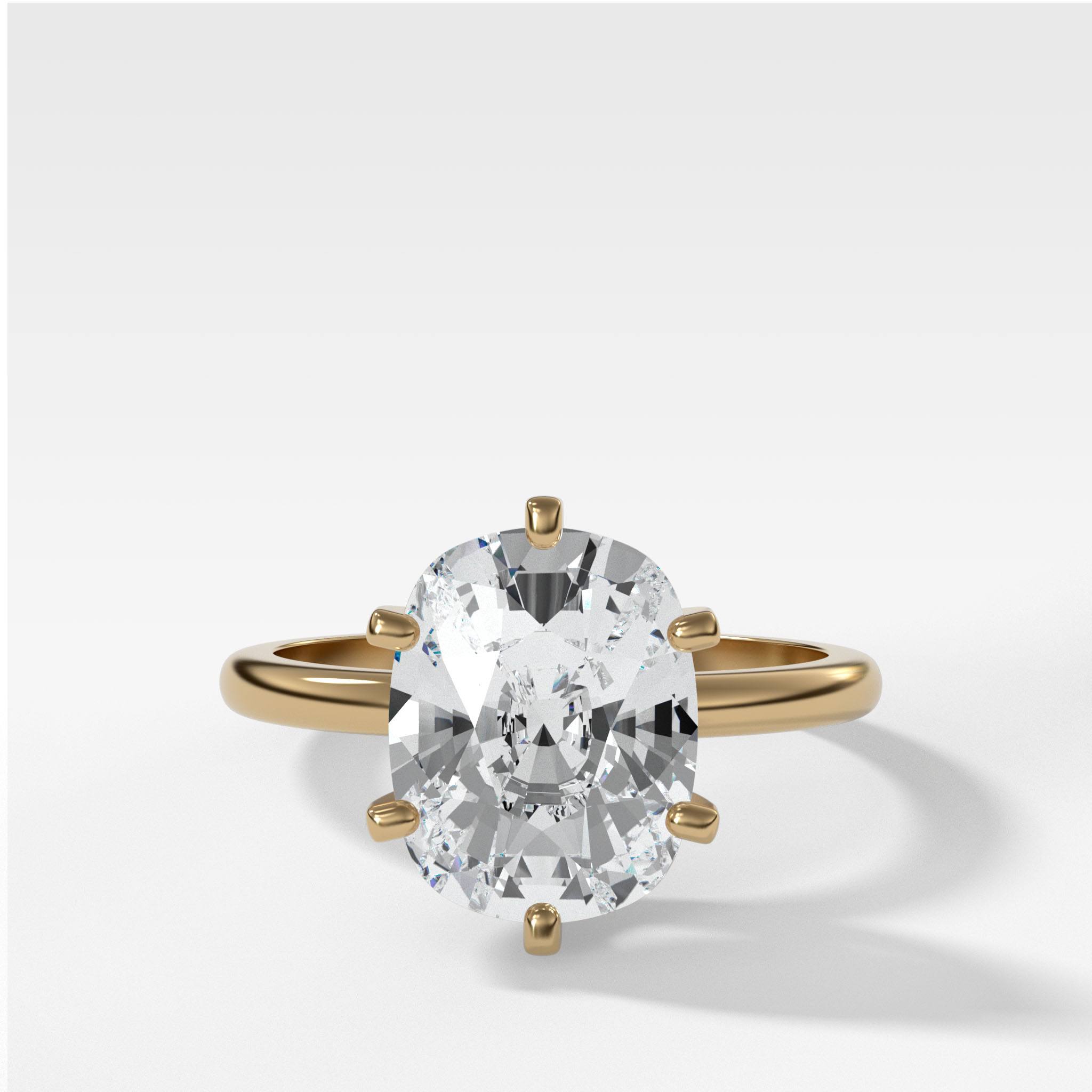 Nova Solitaire Engagement Ring With Elongated Cushion Cut Diamond