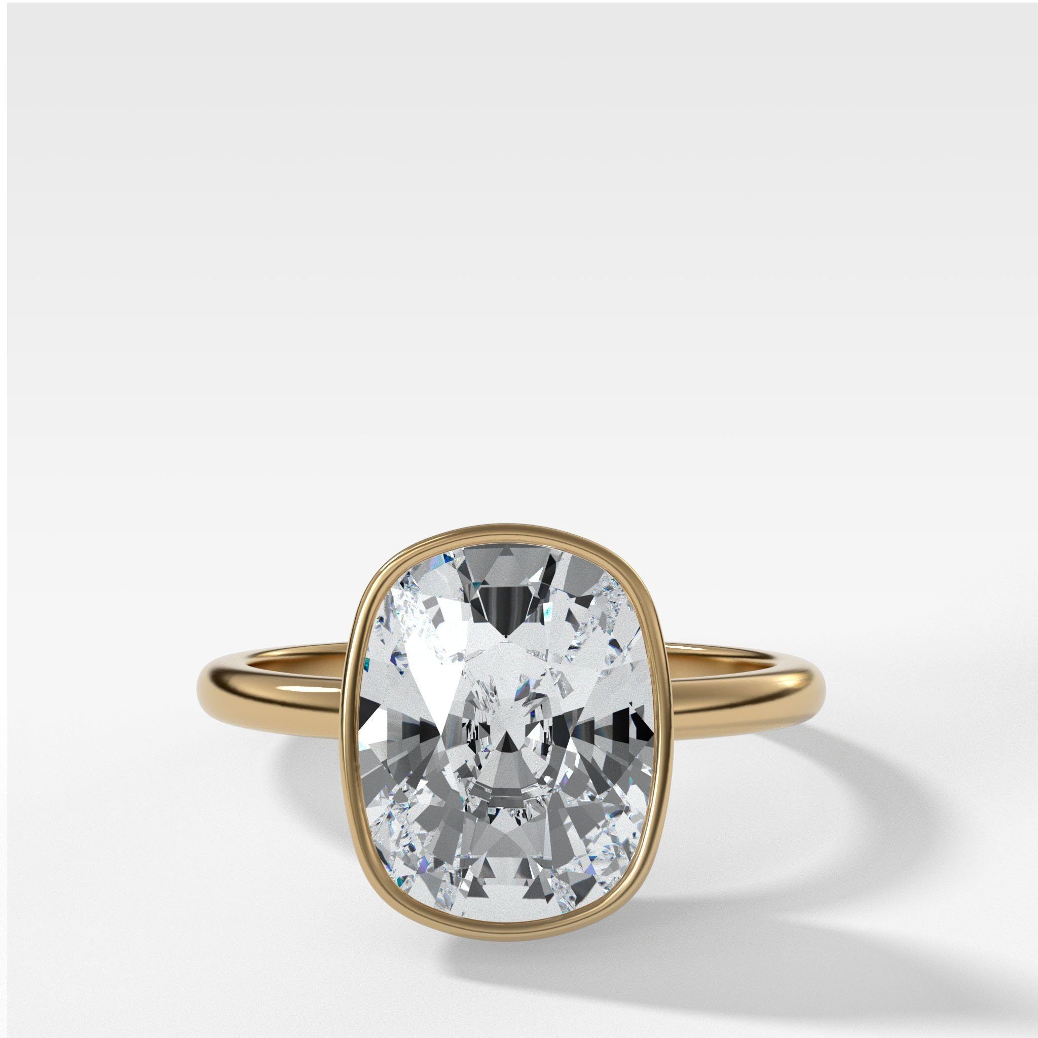 Penumbra Bezel Set Engagement Ring With Elongated Cushion Cut