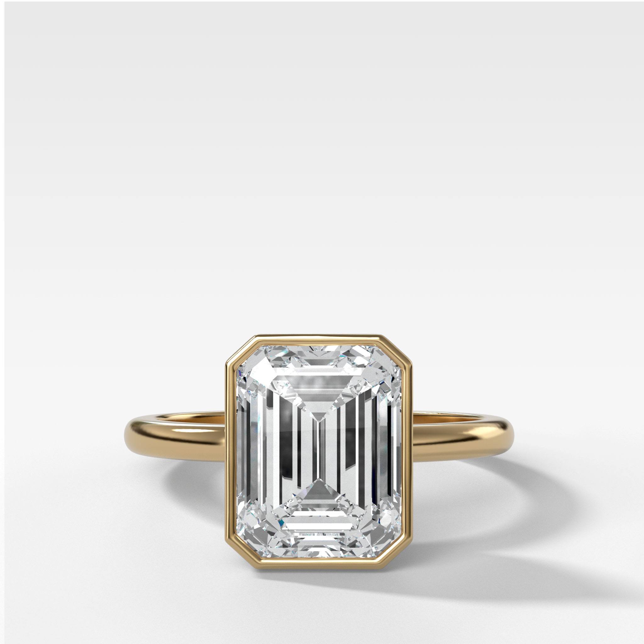 Penumbra Bezel Set Engagement Ring With Emerald Cut