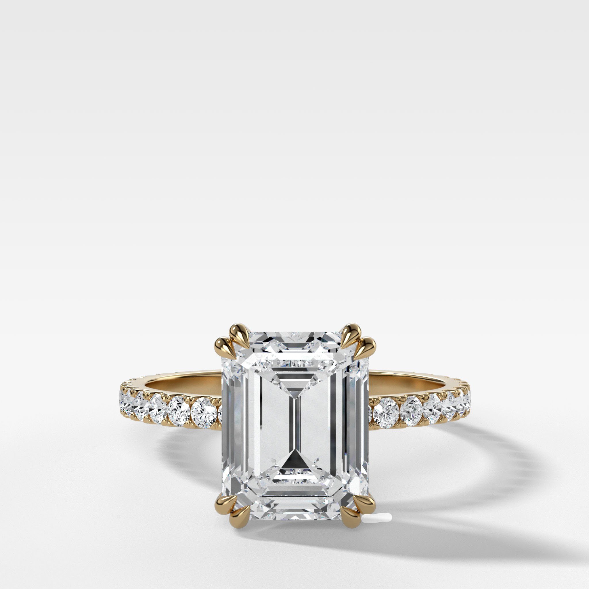 Signature Pavé Engagement Ring With Emerald Cut Diamond