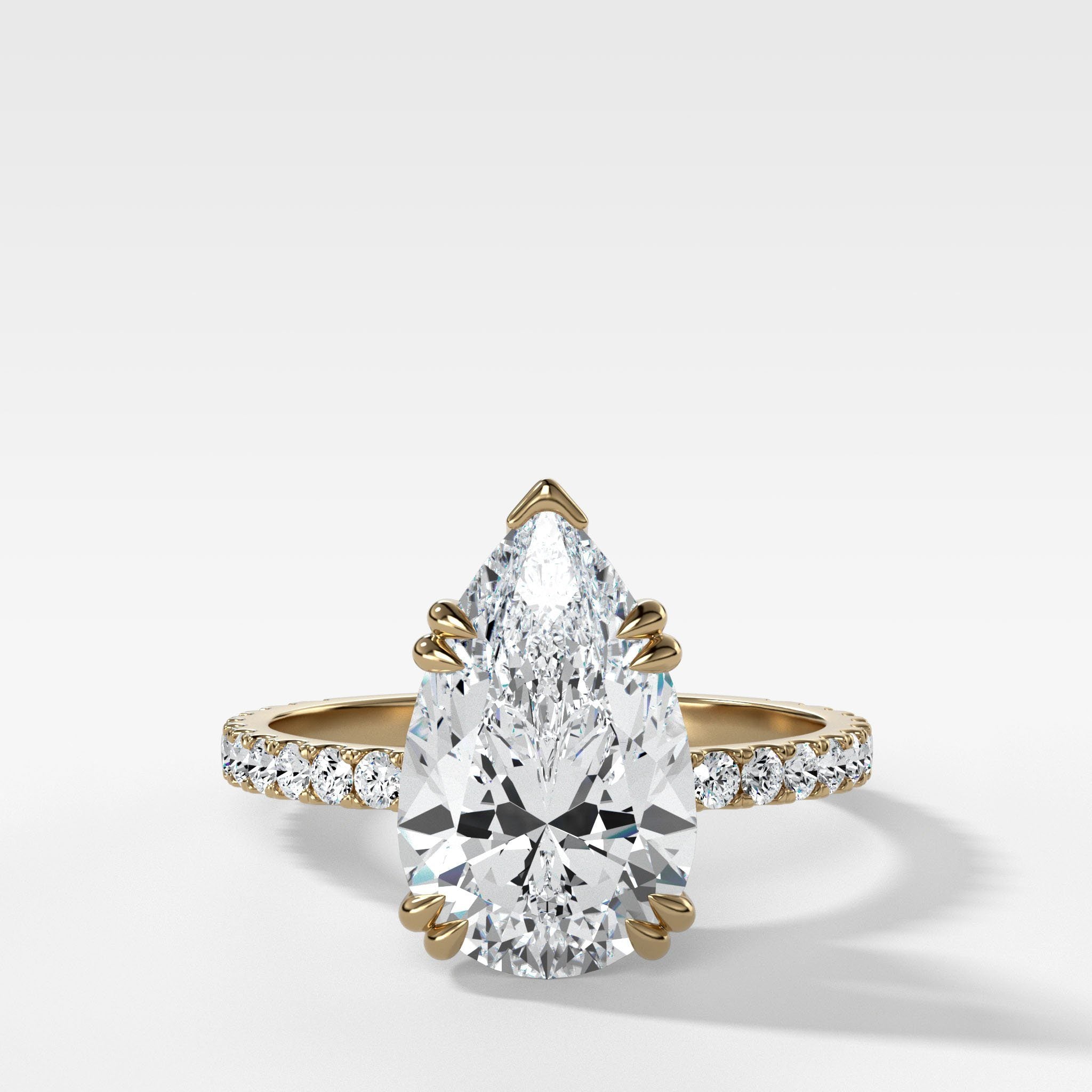 Signature Pavé Engagement Ring With Pear Cut Diamond