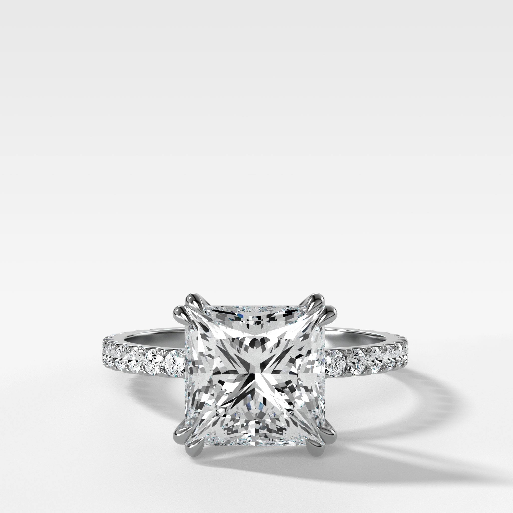 Signature Pavé Engagement Ring With Princess Cut Diamond