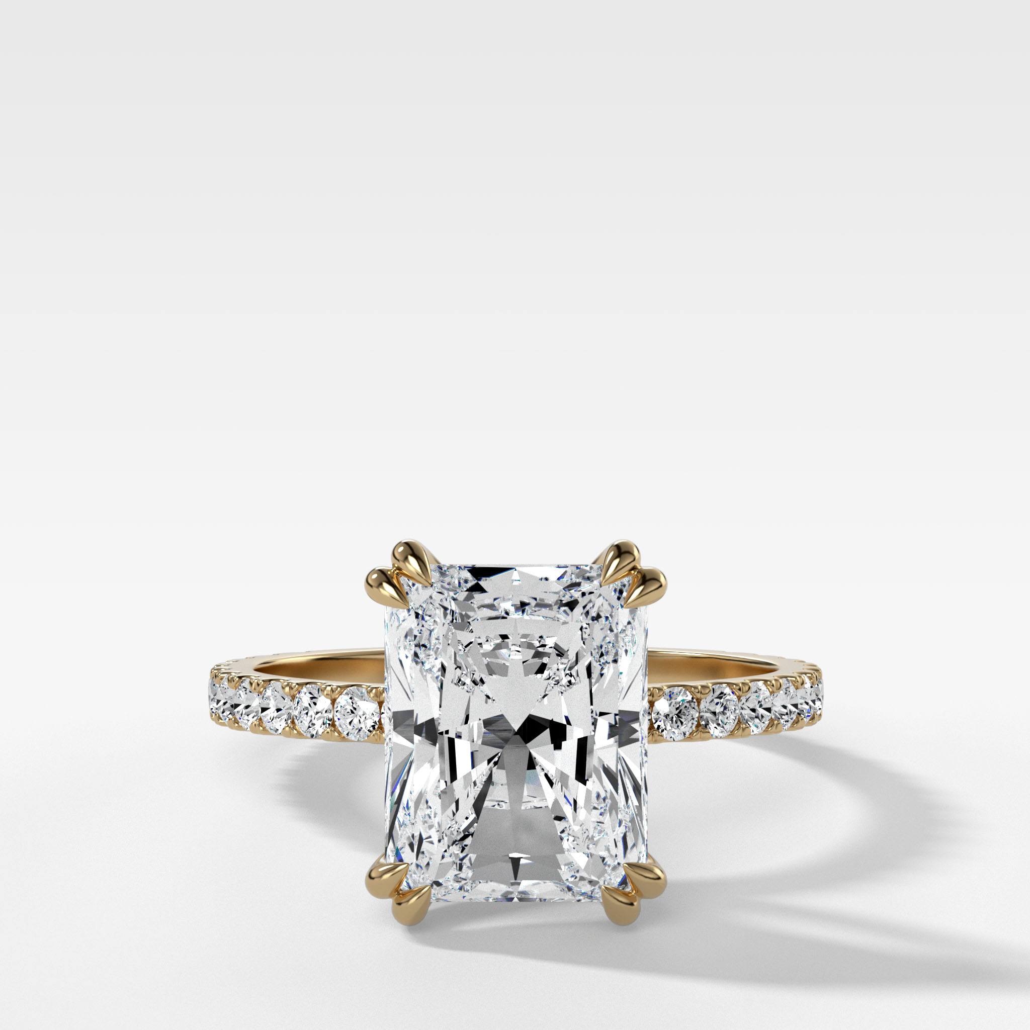 Signature Pavé Engagement Ring With Elongated Radiant Cut Diamond