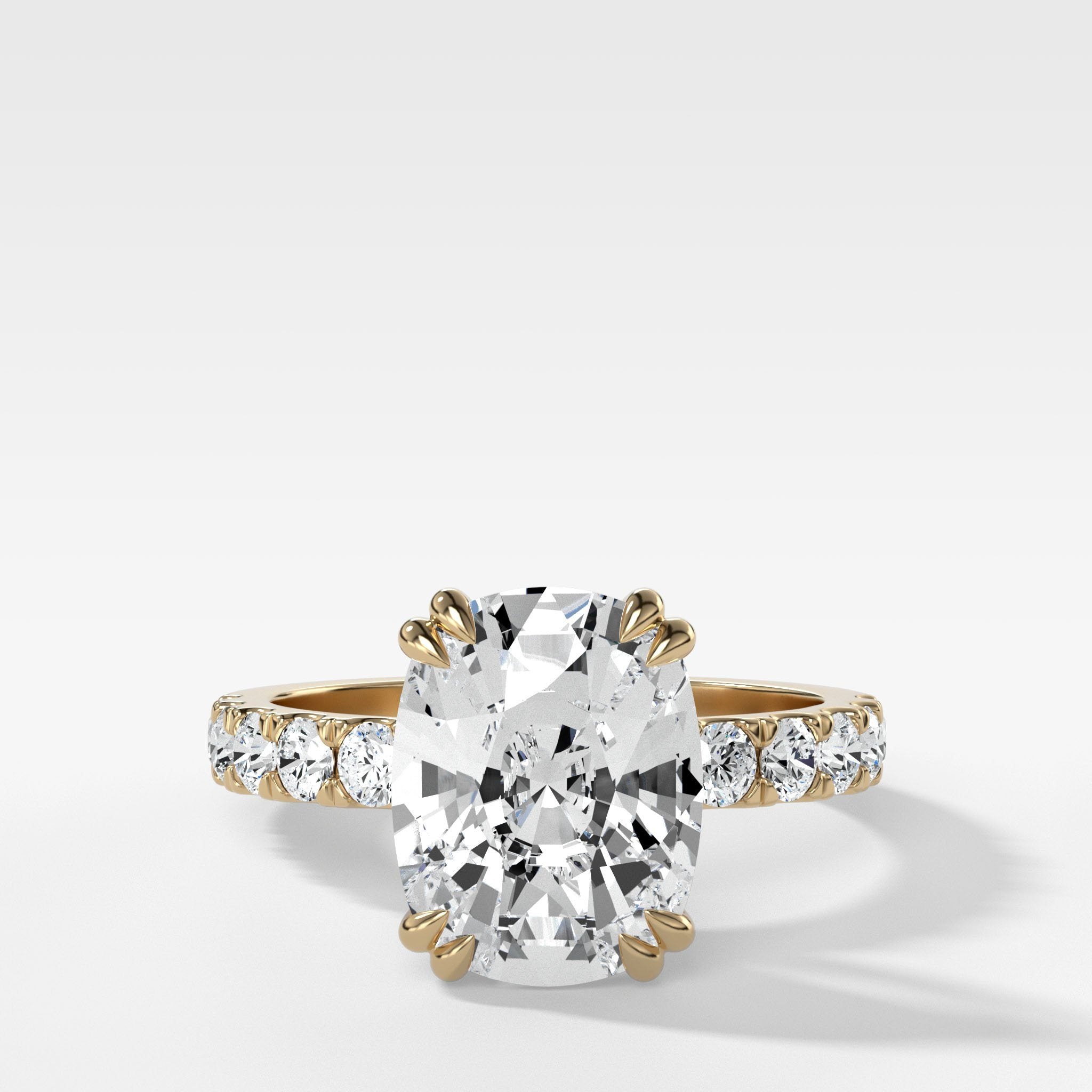 Zenith Engagement Ring With Elongated Cushion Cut Diamond