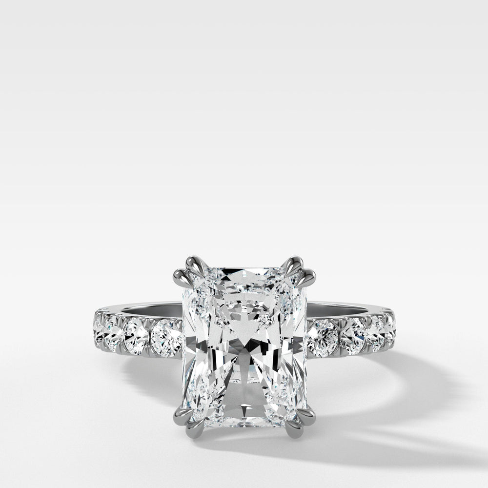 Zenith Engagement Ring With Elongated Radiant Cut Diamond