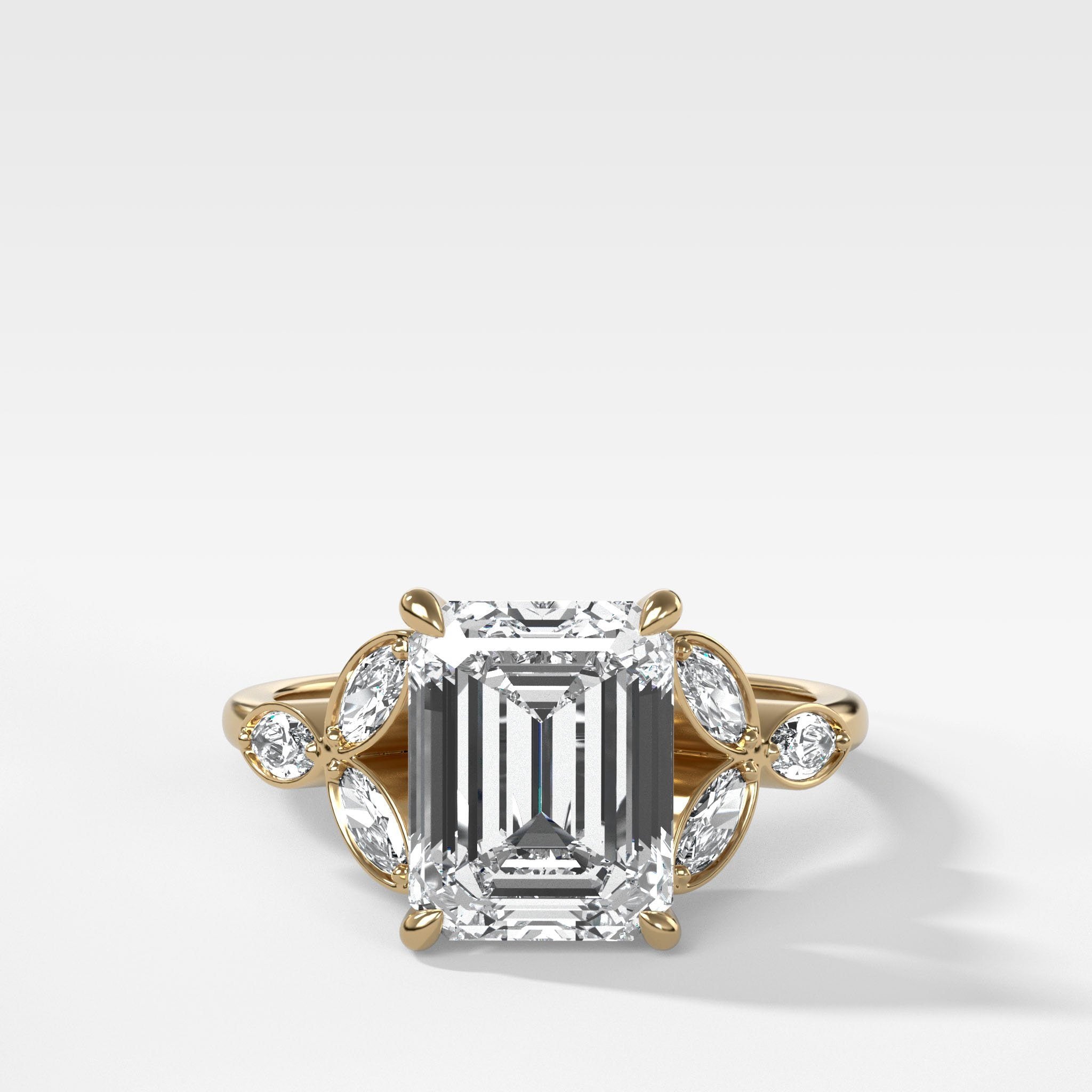 Laurel Engagement Ring With North South Emerald Cut Diamond