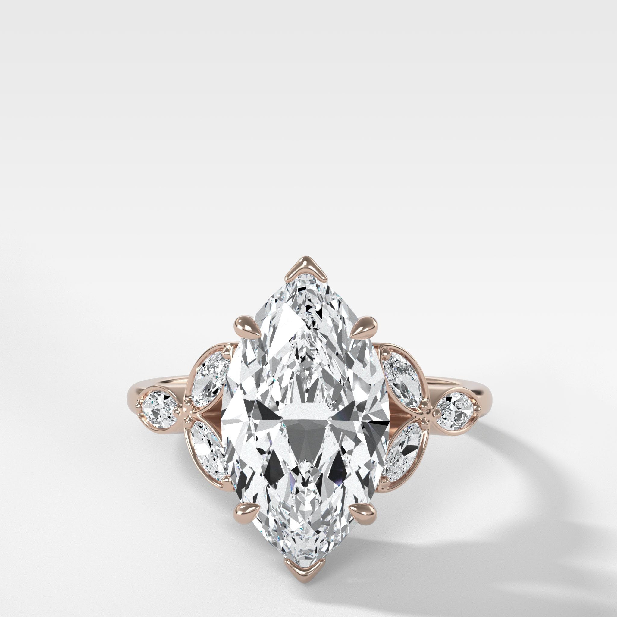 Laurel Engagement  Ring With North South Marquise Cut Diamond