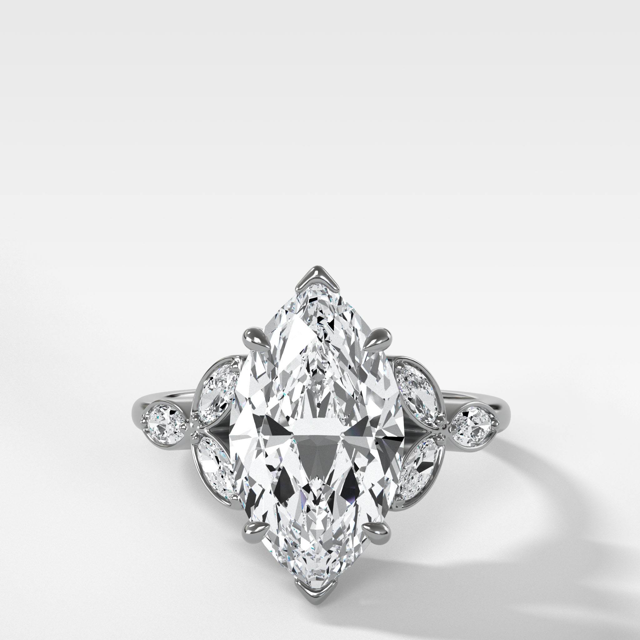 Laurel Engagement  Ring With North South Marquise Cut Diamond