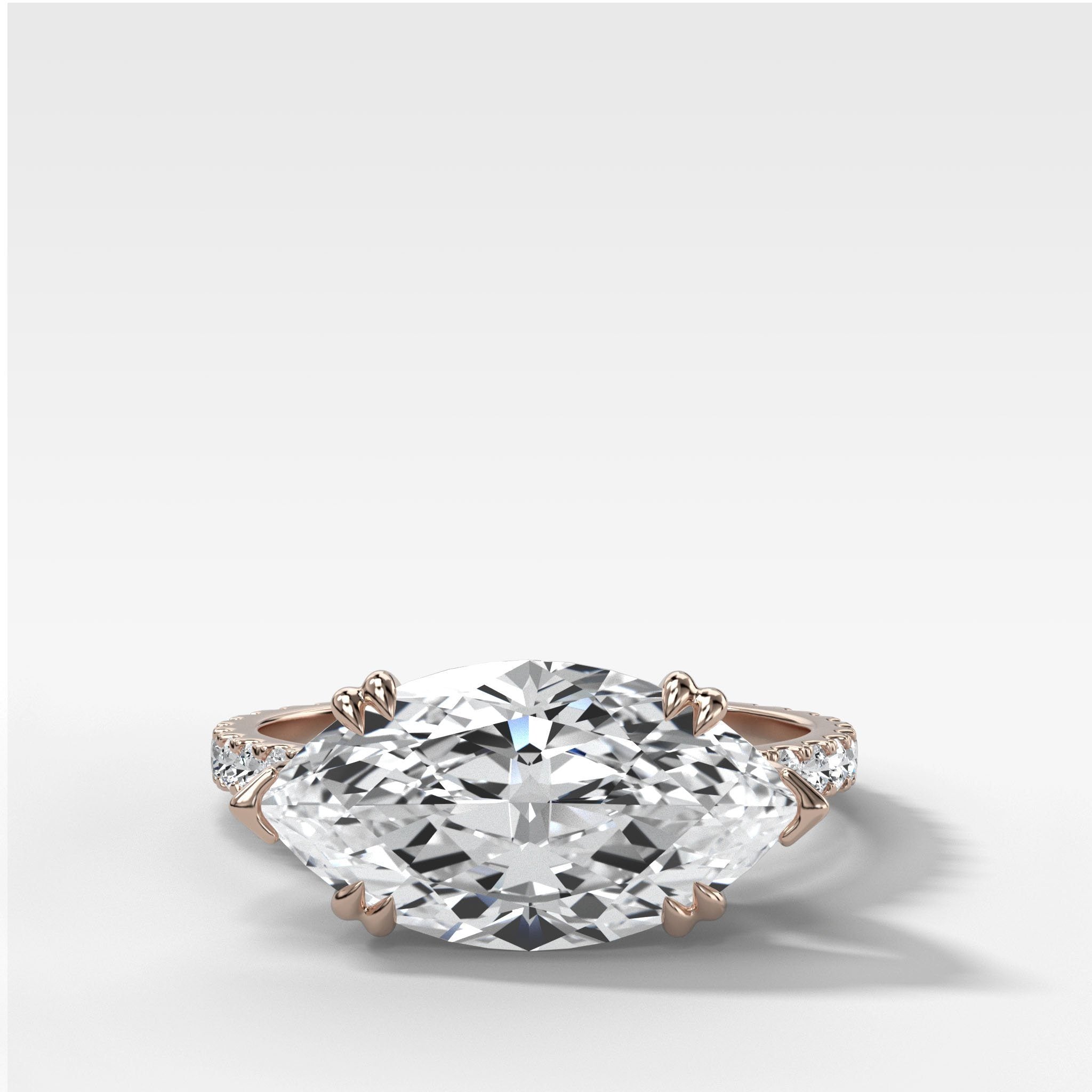 Signature Pavé Engagement Ring With East West Marquise Cut Diamond